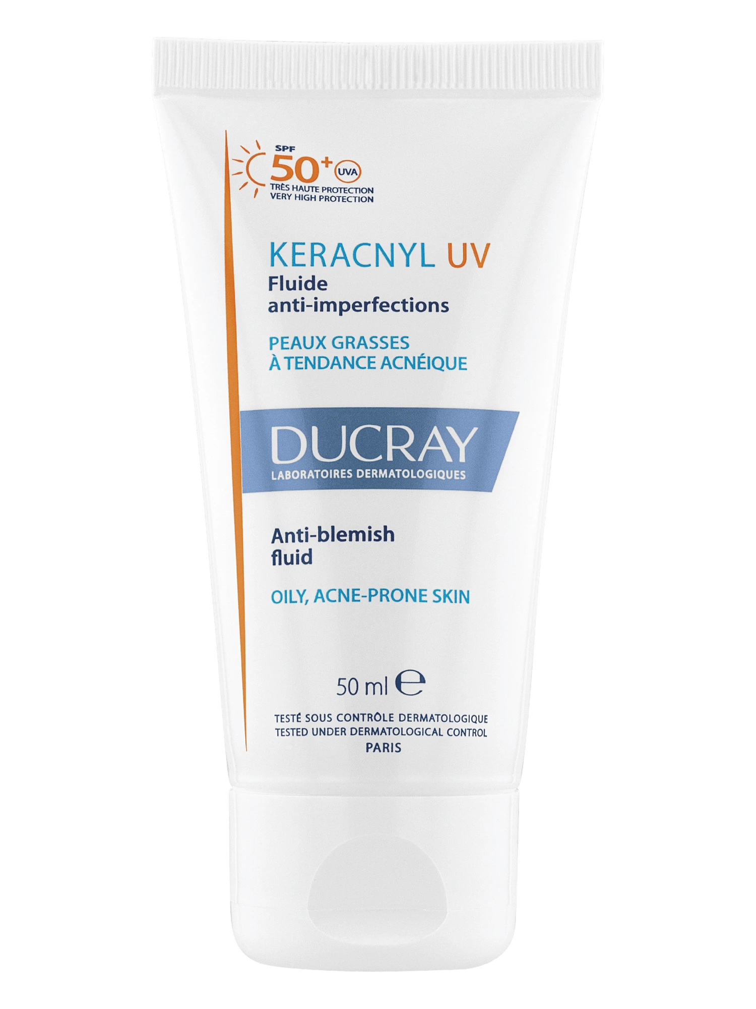 Ducray Keracnyl UV Fluid SPF50+ dagkrem til uren hud 50 ml