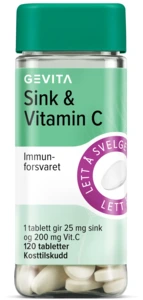 Gevita sink+vitamin C tab 25 mg/200 mg
