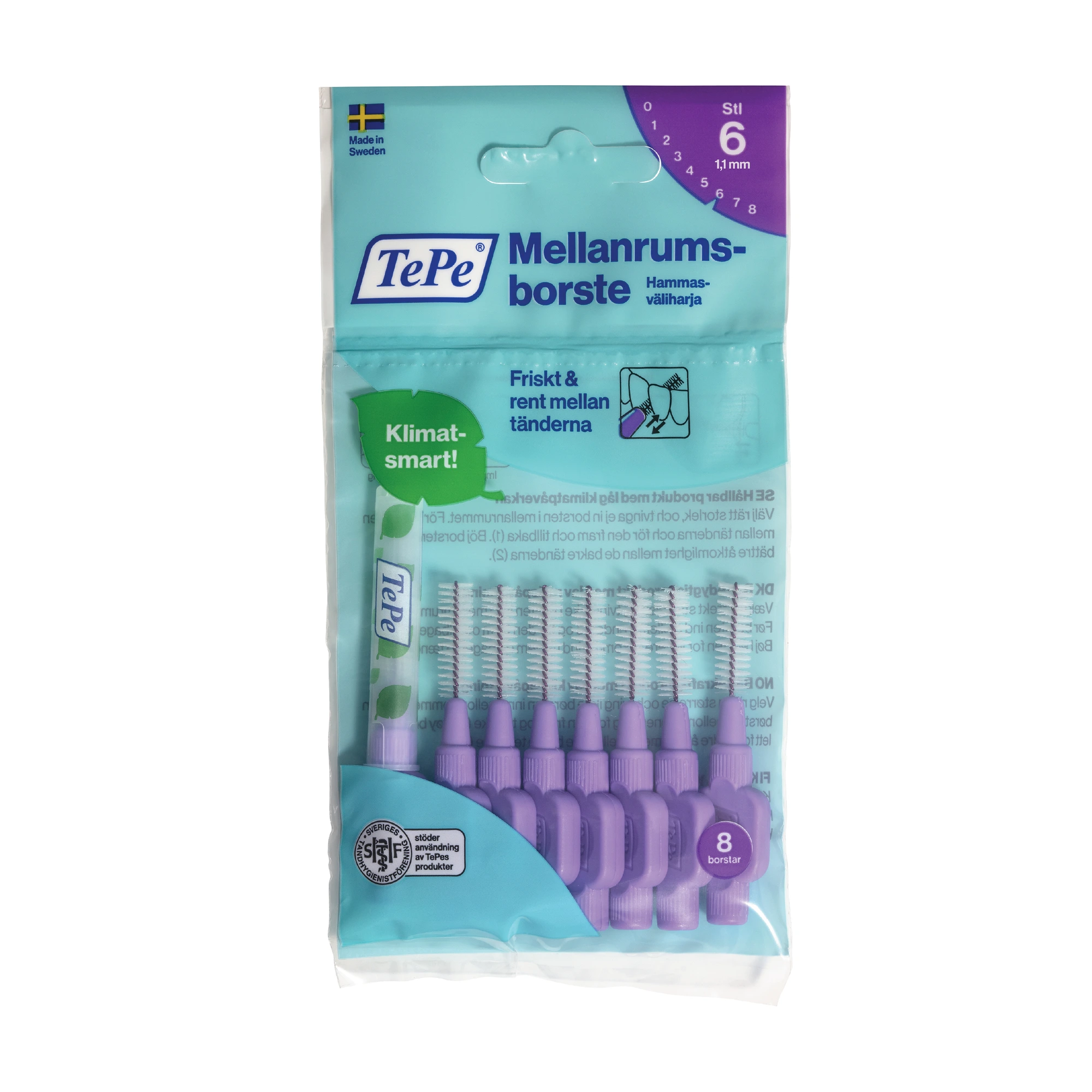 TePe mellomromsbørste 1,1mm lilla 8 stk
