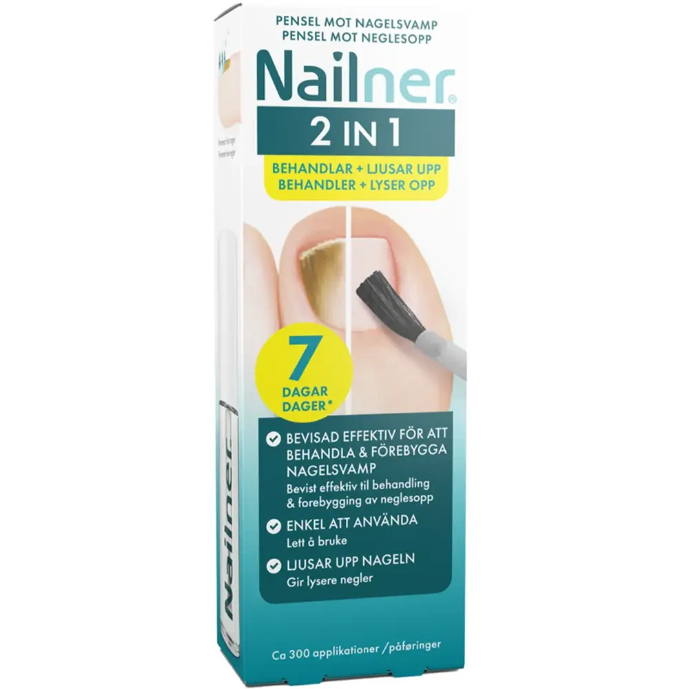 Nailner 2-i-1 pensel mot neglesopp 5 ml