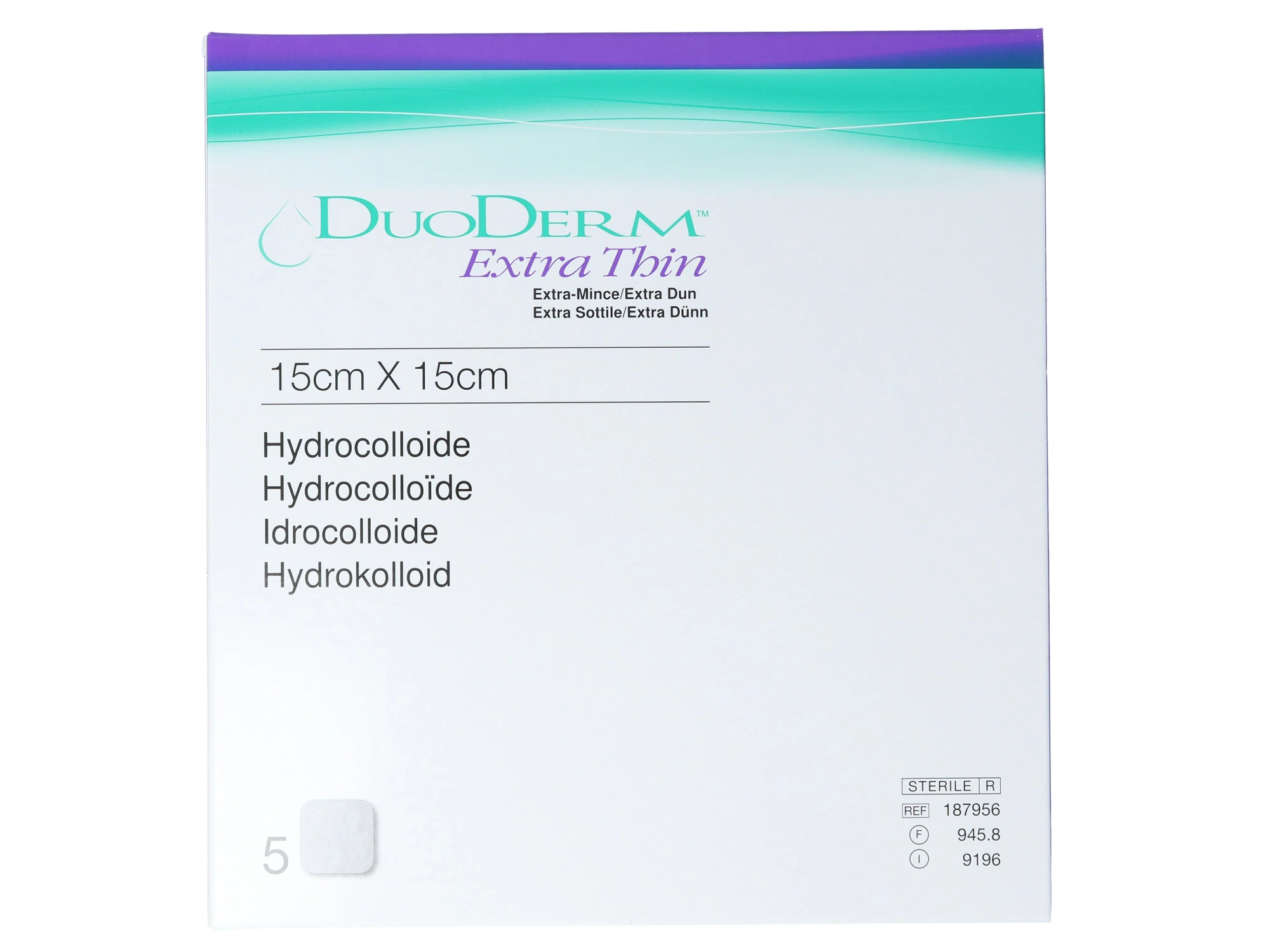 Duoderm tynn hydrokolloid bandasje 15 x 15 cm 5 stk