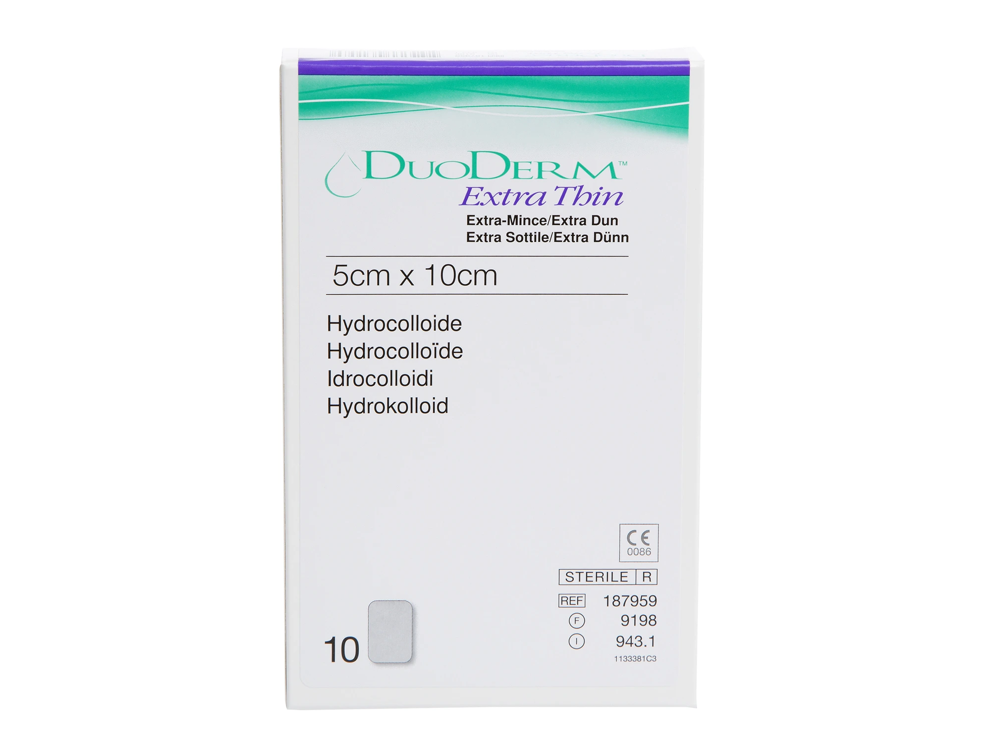 Duoderm tynn hydrokolloid bandasje 5 x 10 cm 10 stk