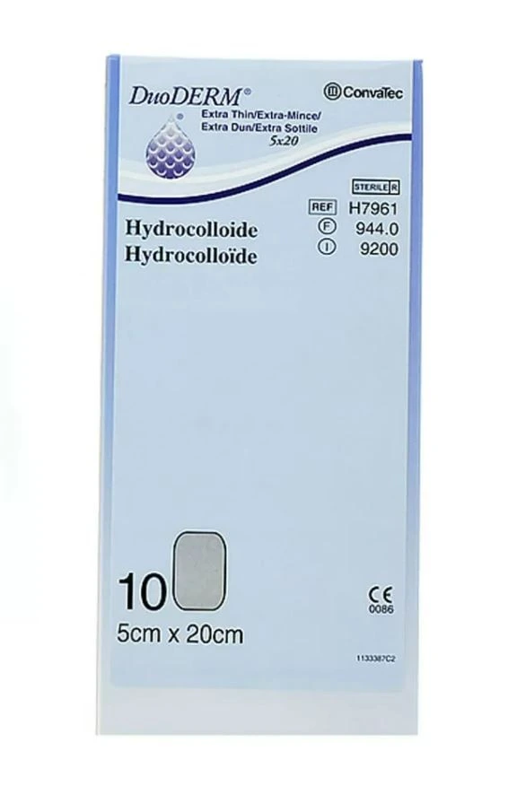 Duoderm tynn hydrokolloid bandasje 5 x 20 cm 10 stk
