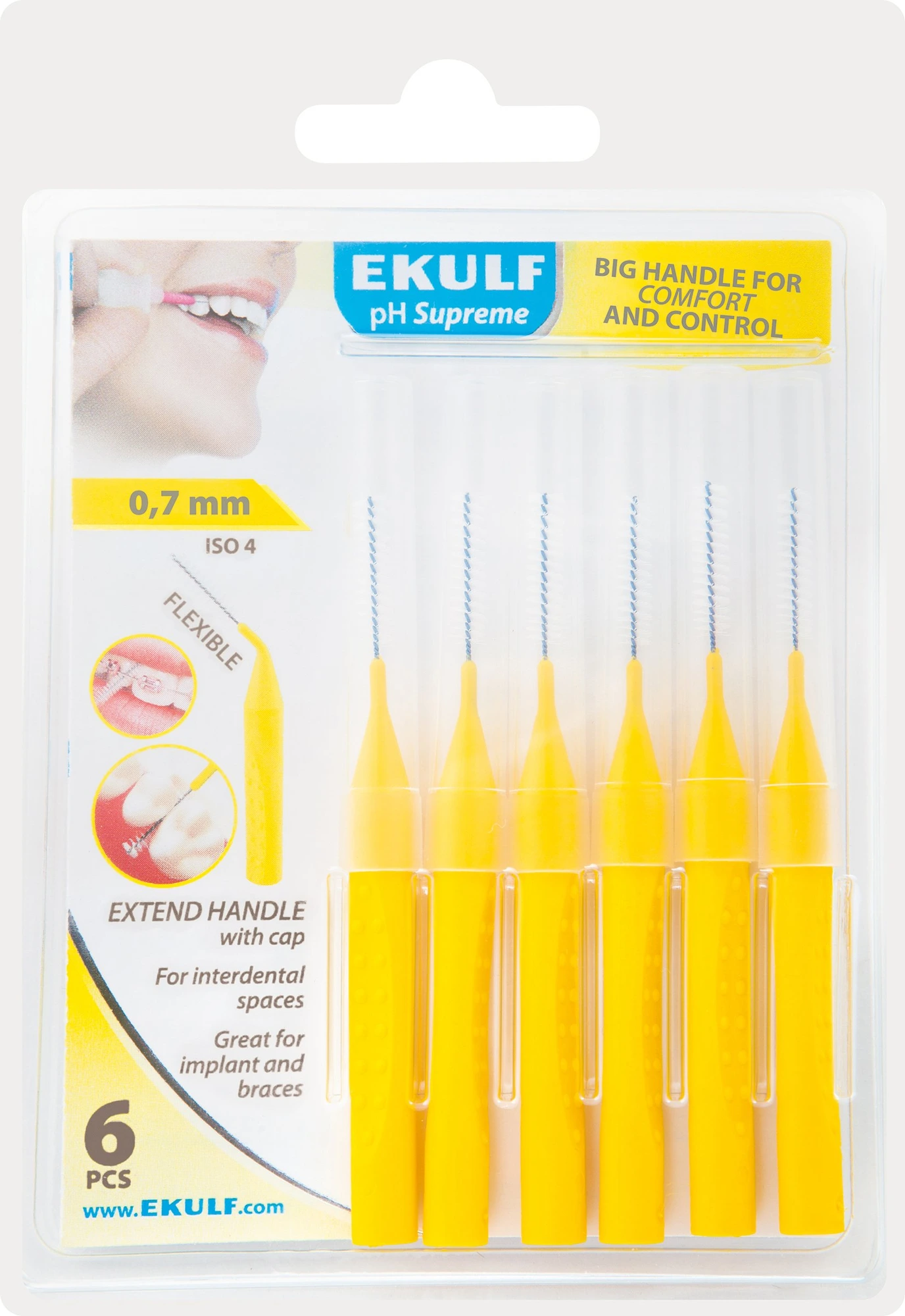 Ekulf pH Supreme Mellomromsbørste, 0,7 mm, 6 stk.