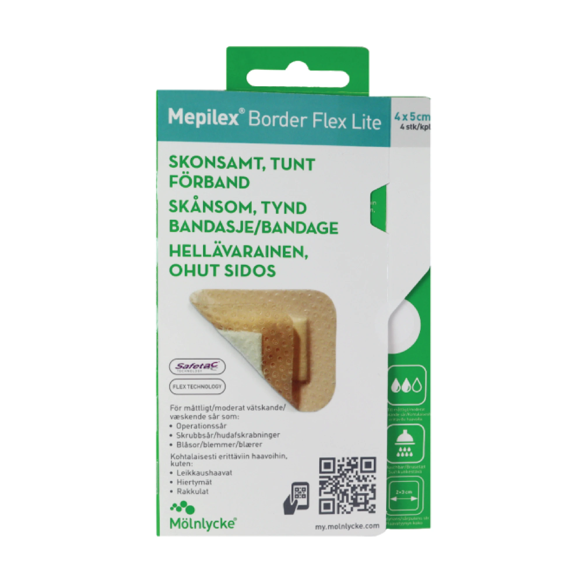 Mepilex Border Flex Lite 4x5 cm skumbandasje 4 stk