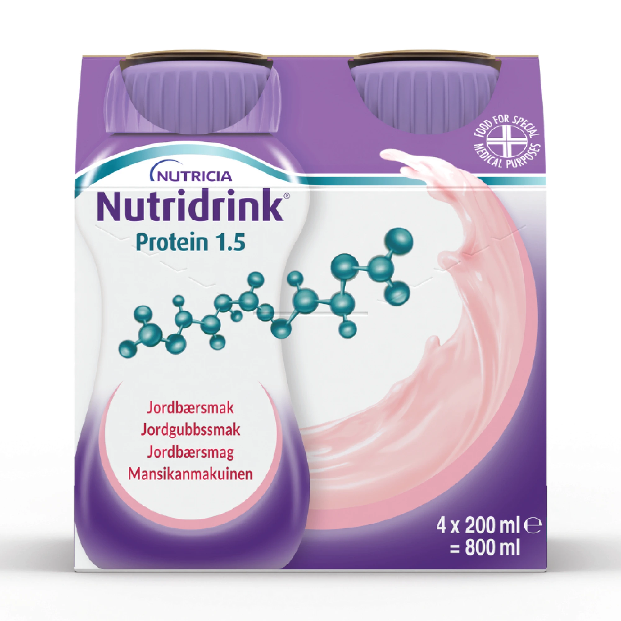 Nutridrink Protein næringsdrikk jordbær 4x200 ml