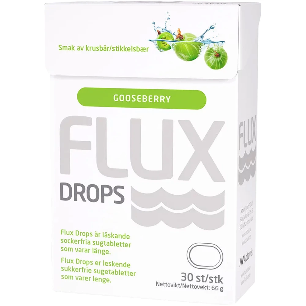 Flux Drops Sugetabletter Stikkelsbær, 30 stk.