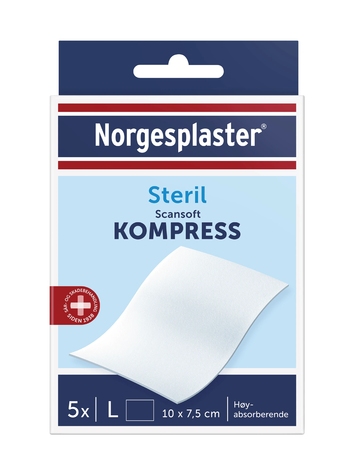 Norgesplaster Scansoft kompress, 10 cm x 7.5 cm, 5 stk.