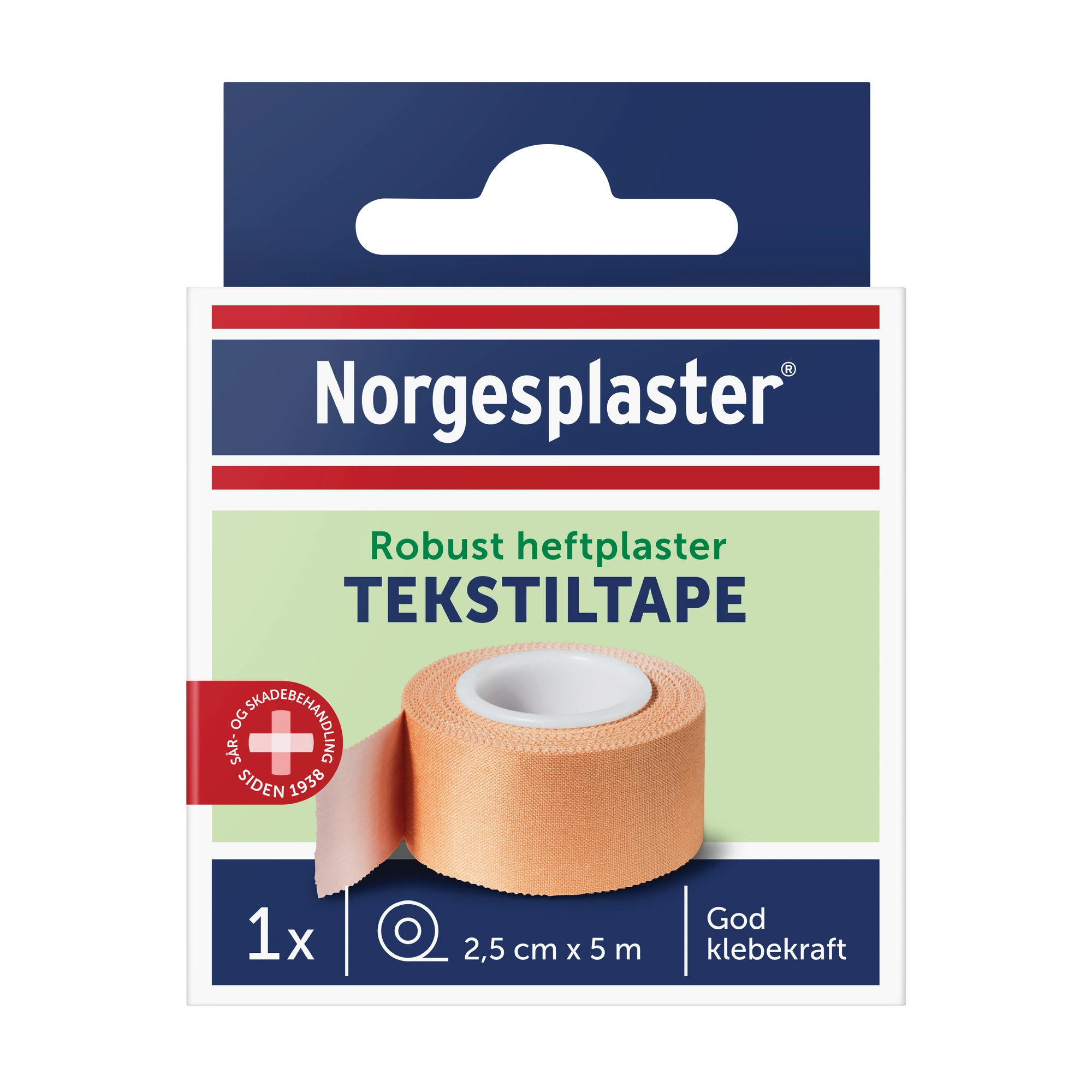 Norgesplaster Robust heftplaster tekstiltape 2,5 cm x 5 m 1 stk
