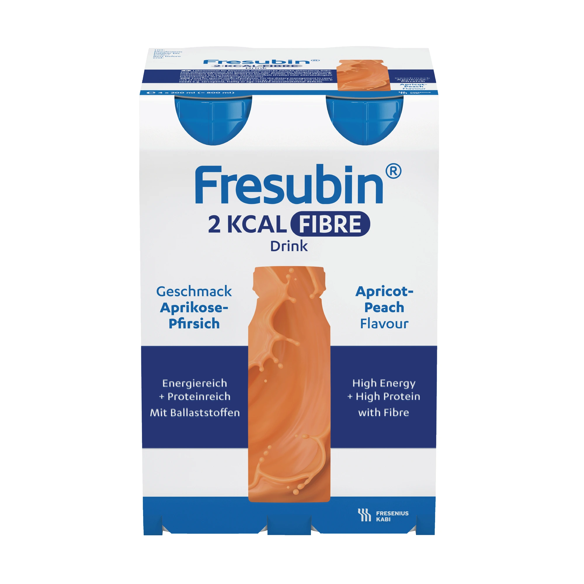 Fresubin 2 kcal Fibre Drink næringsdrikk aprikos/f 4x200 ml