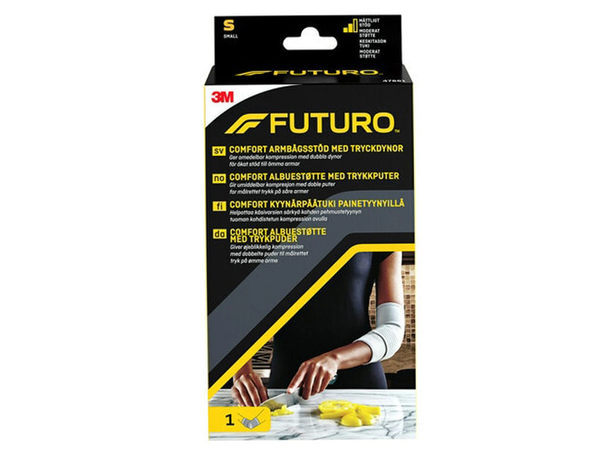 Futuro Comfort albuestøtte med trykkputer str S 1 stk