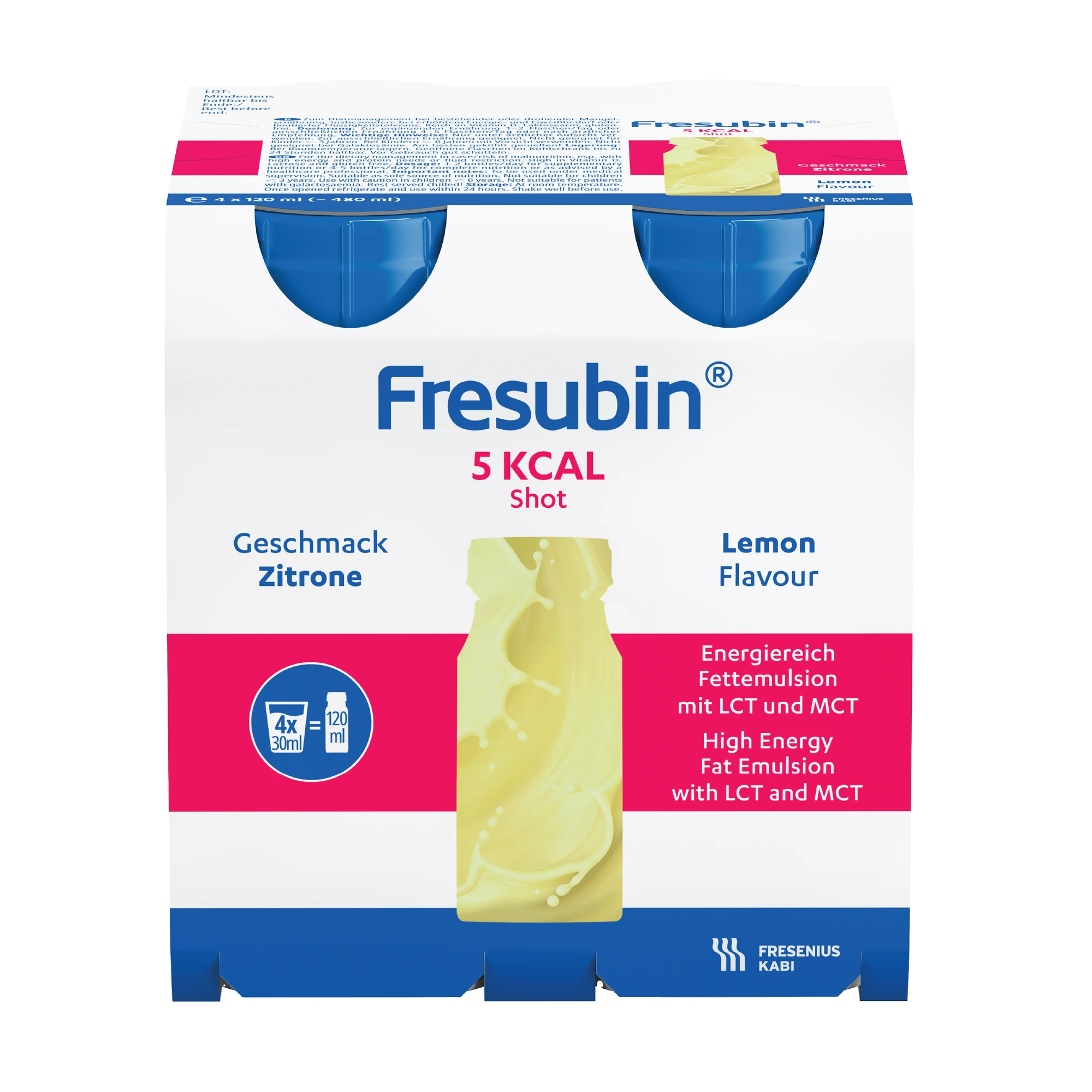 Fresubin 5 kcal Shot fettemulsjon sitron 4x120 ml