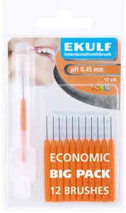 Ekulf pH mellomromstannbørste 0,45 mm oransje 12 stk