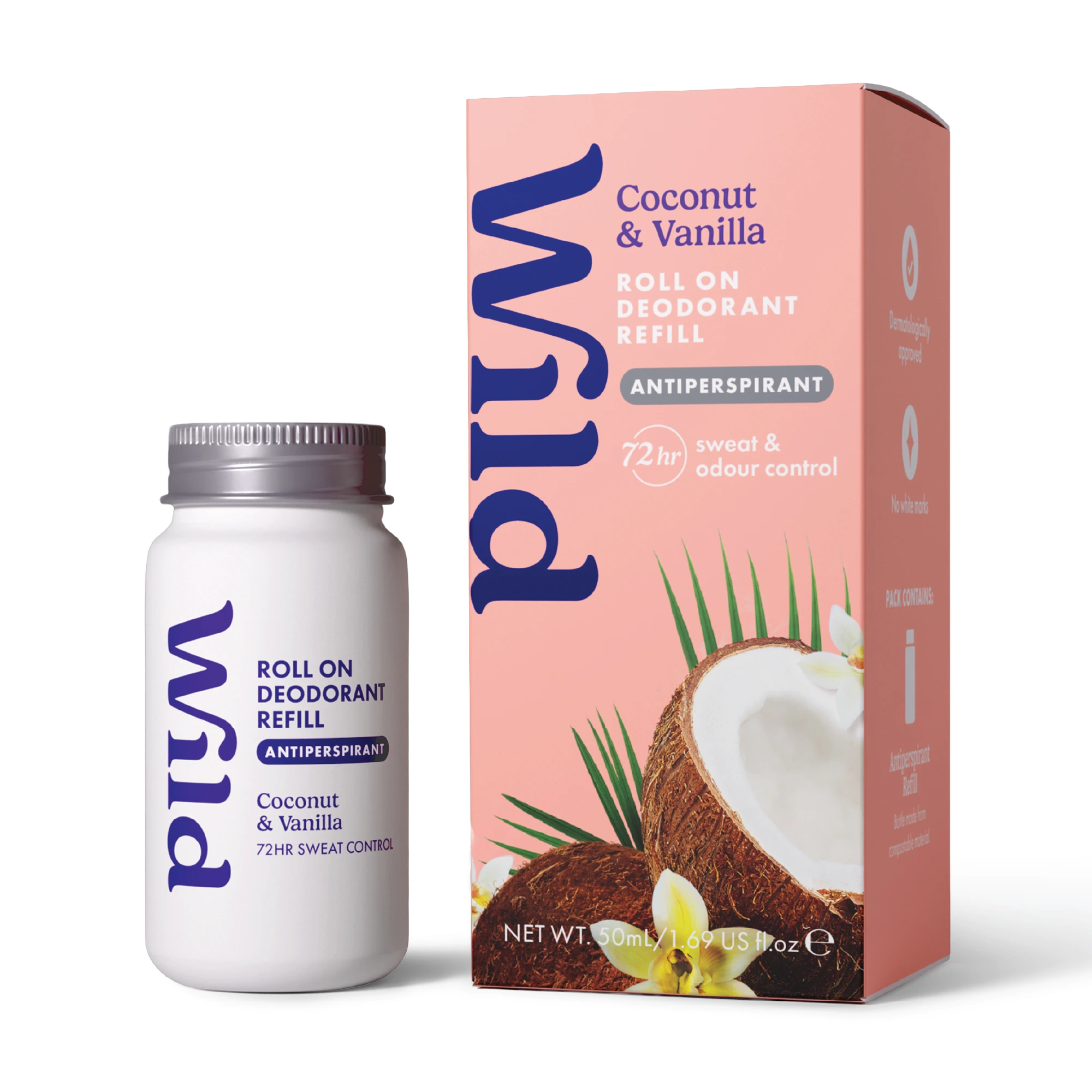 Wild Roll On Coconut & Vanilla antiperspirant refill 50 ml