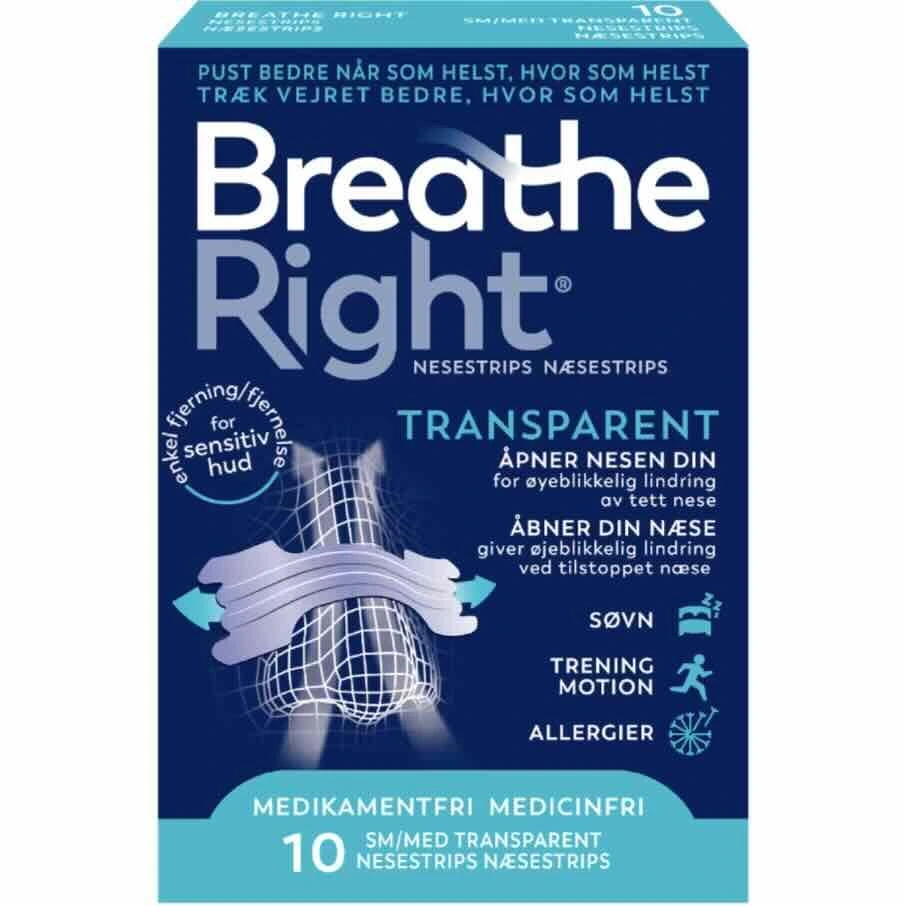 Breathe Right nesestrips transparent S/M 10 stk