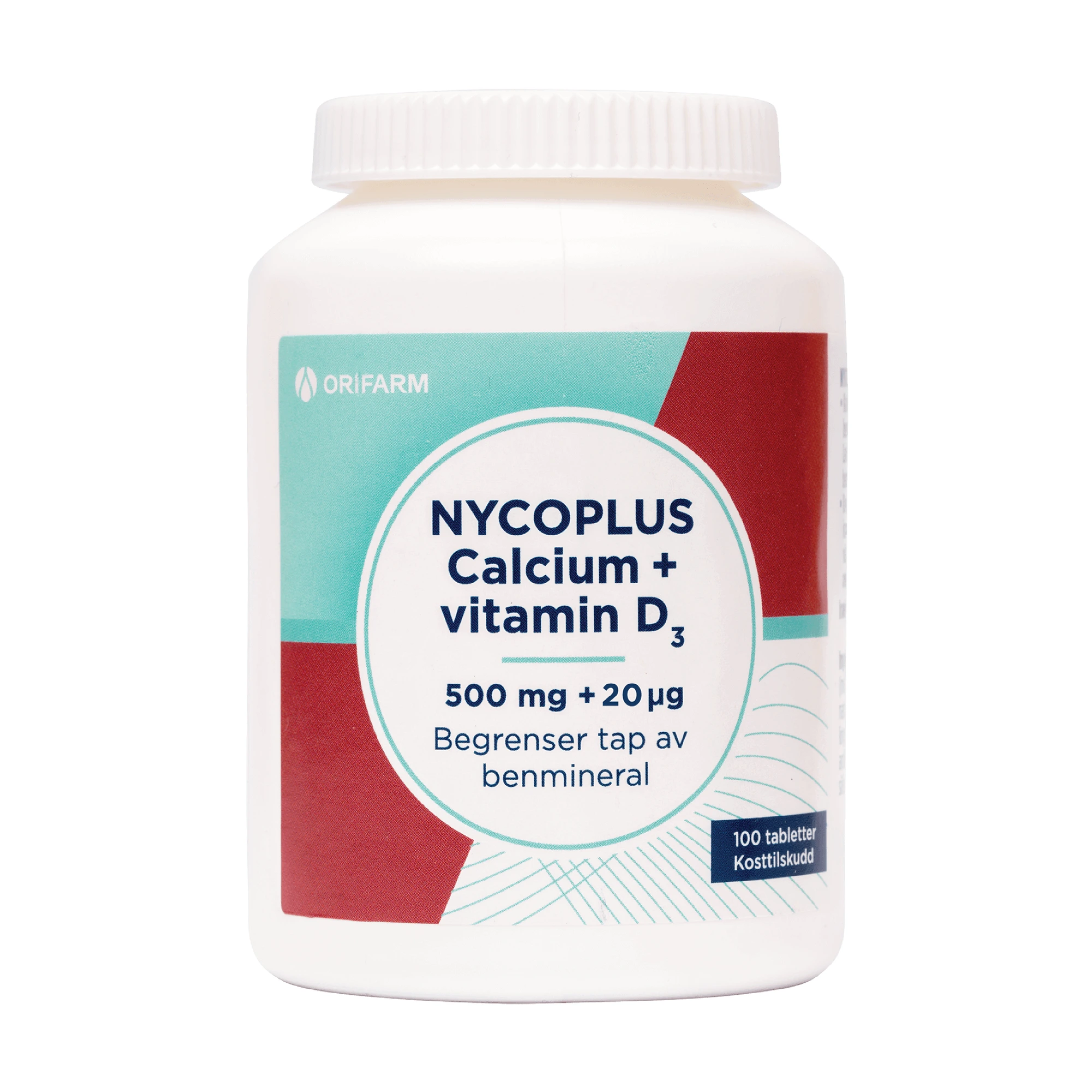 Nycoplus calcium m/D3-vitamin tab 500 mg/20 mikrog