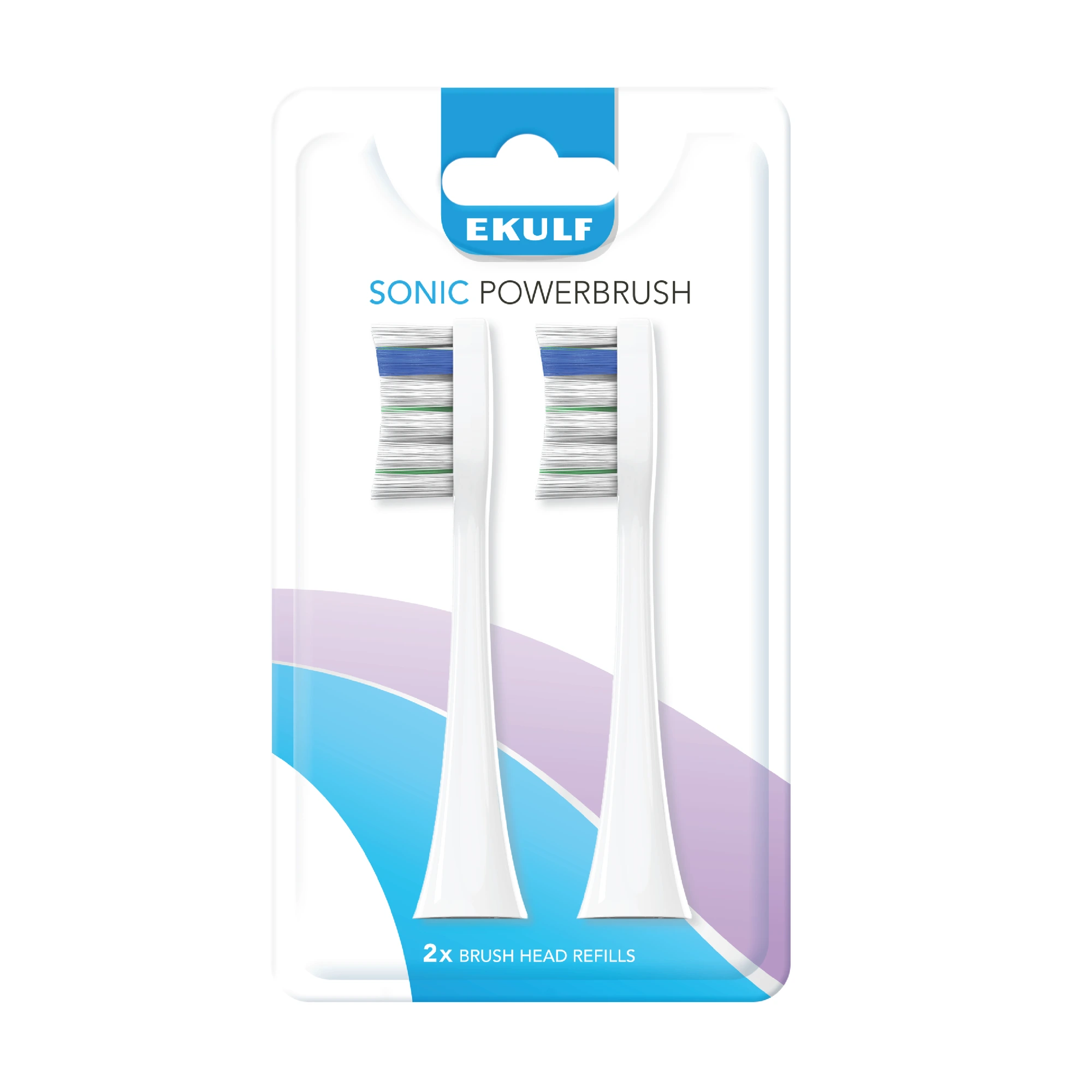 Ekulf Sonic Powerbrush tannbørstehode refill hvit 2 stk