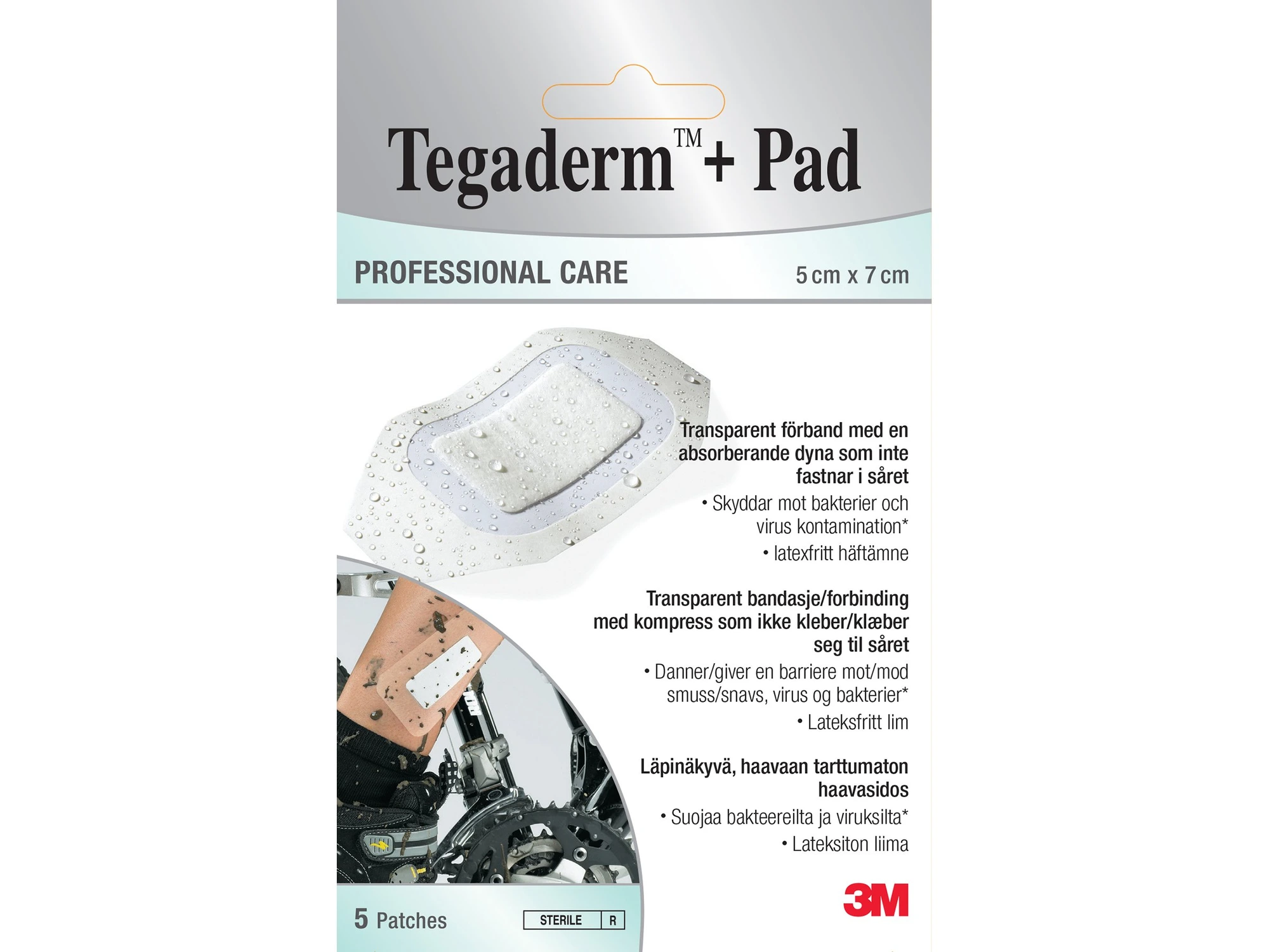 Tegaderm +pad vanntett kompress 5x7cm 5 stk