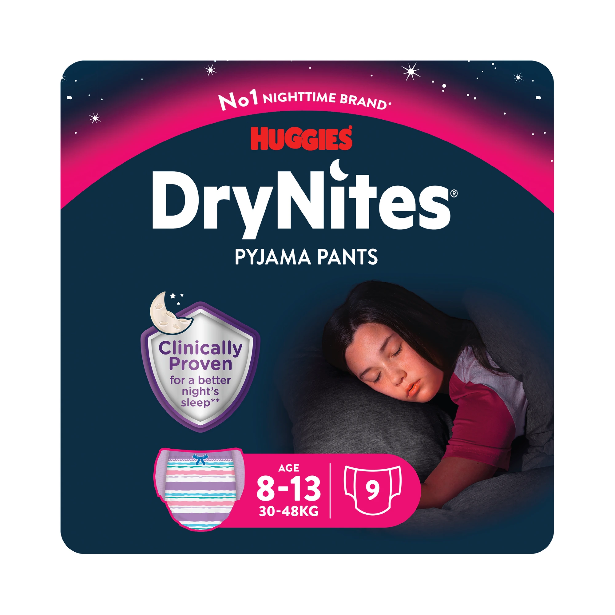 DryNites bleier jente 8-13 år 9 stk