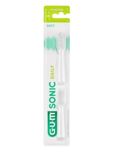 Gum Sonic Daily tannbørstehode refill hvit soft 2 stk