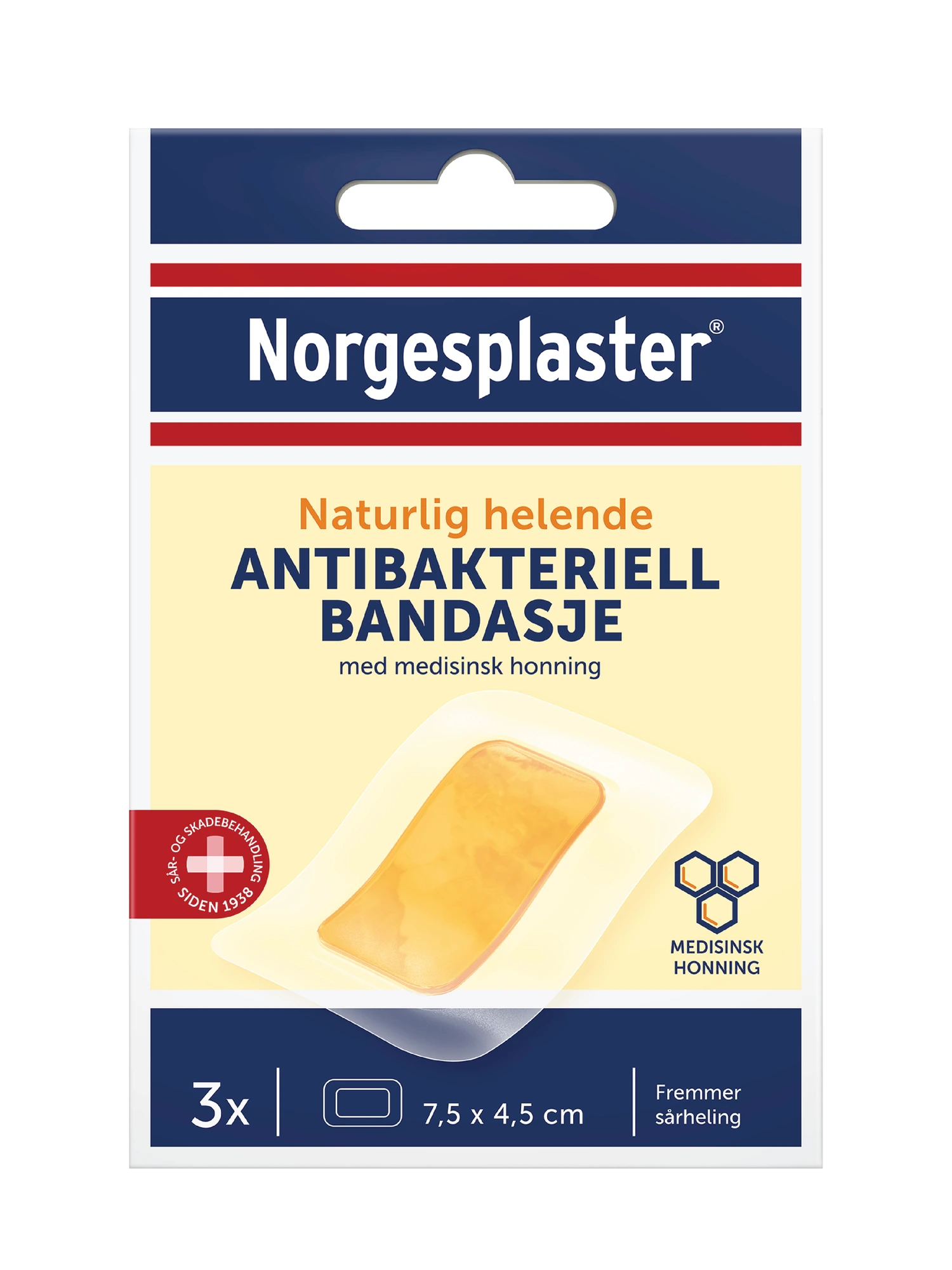 Norgesplaster Antibakteriell bandasje 7,5 x 4,5 cm 3 stk