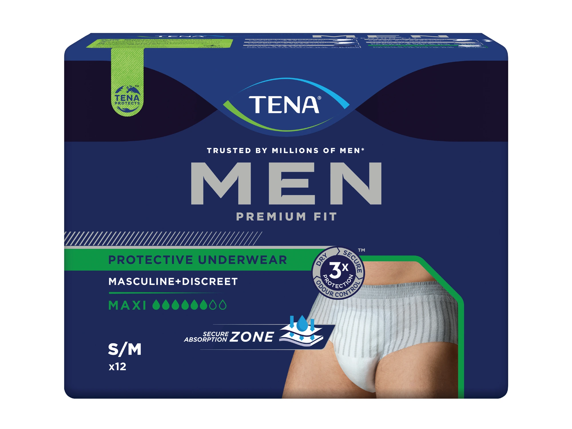 TENA Men Protective Underwear Maxi buksebleie S/M 12 stk