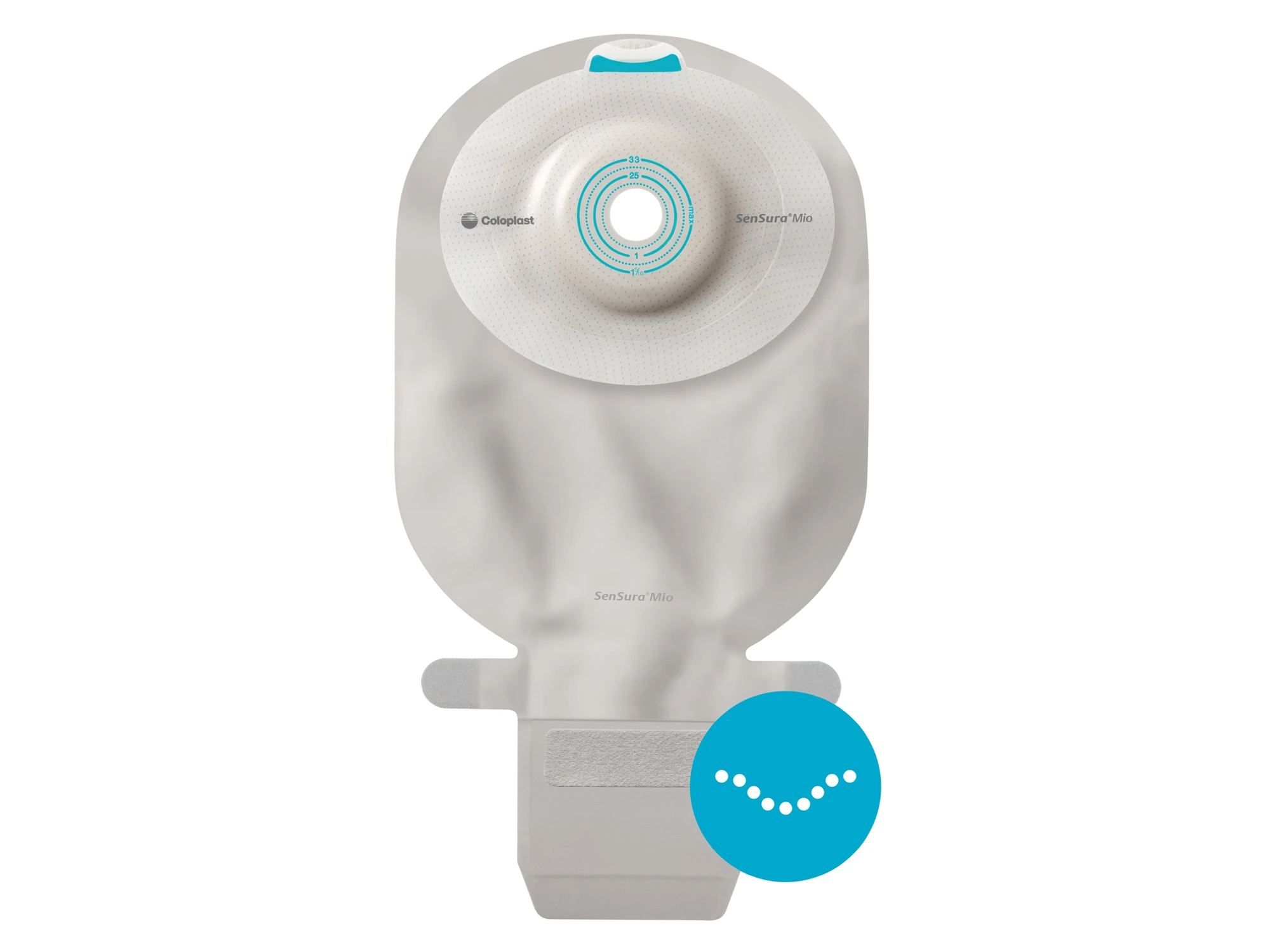 Coloplast SenSura Mio Convex Soft 1-delt tømbar pose, 166050, Kleberkobling, hullstørrelse 15-33 mm, maxi, 10 stk.