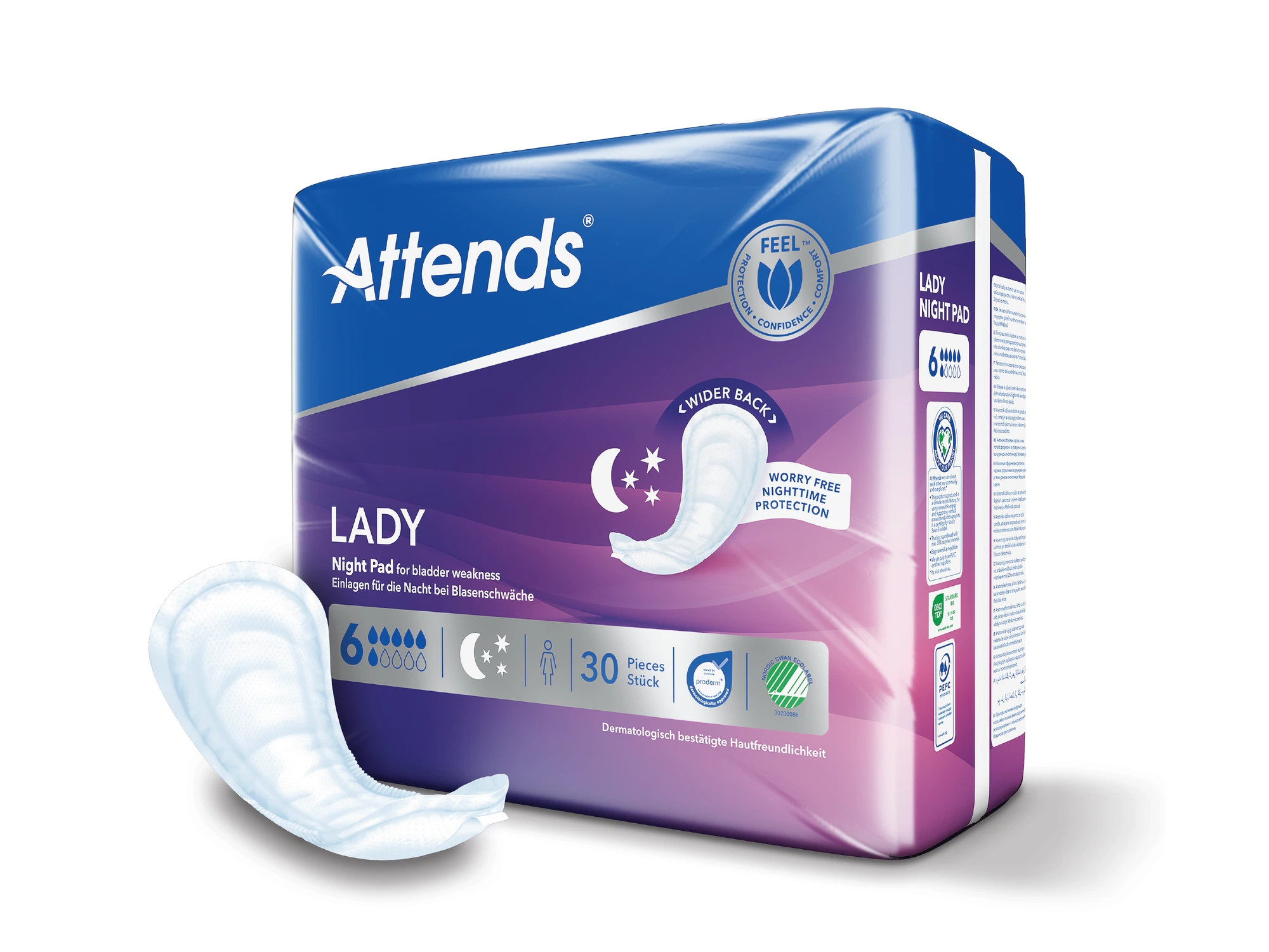 Attends Lady Night Pad 6 nattbind 30 stk