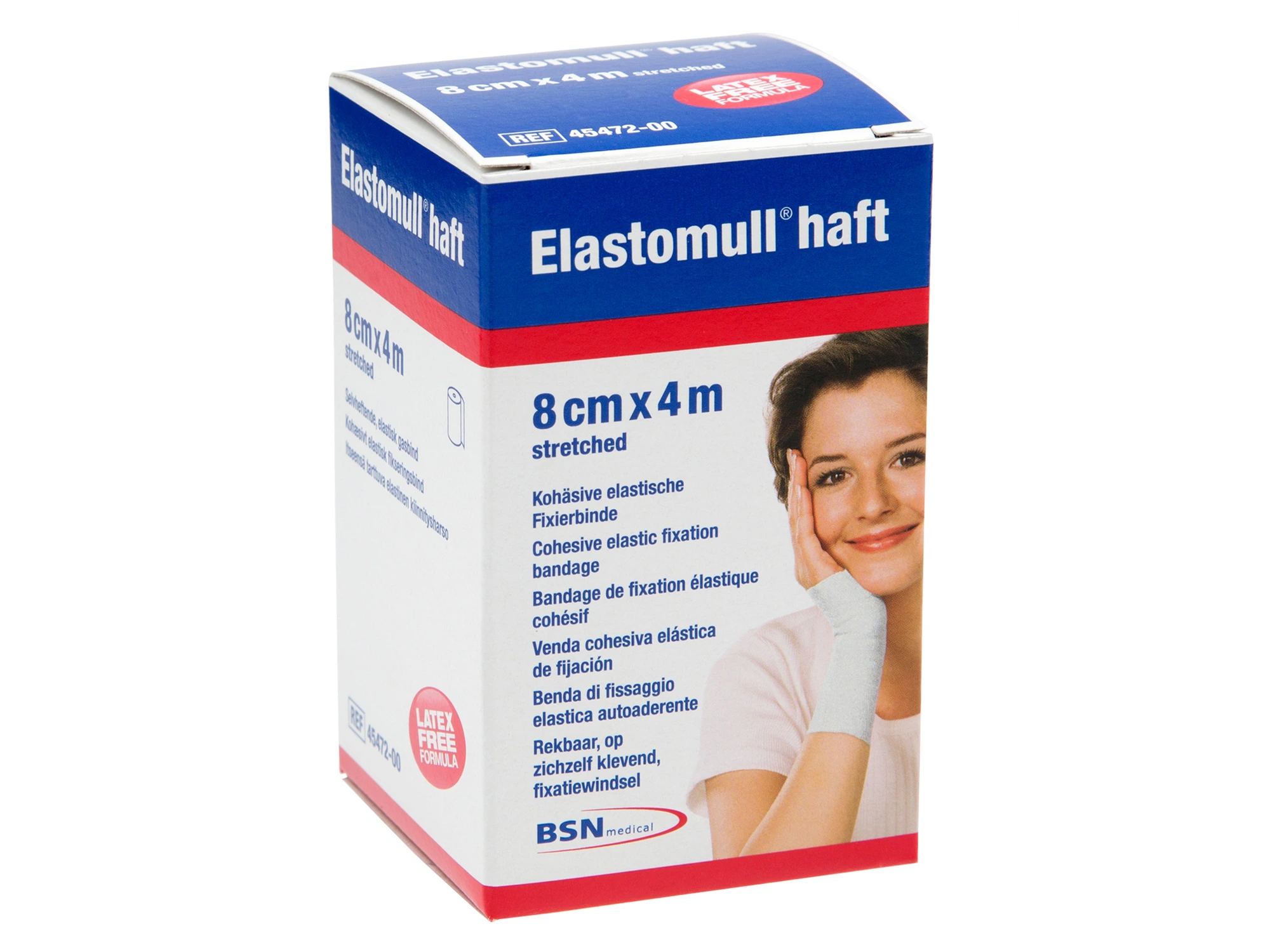 Elastomull haft selvheftende bandasje rull 8cmx4m 1 stk