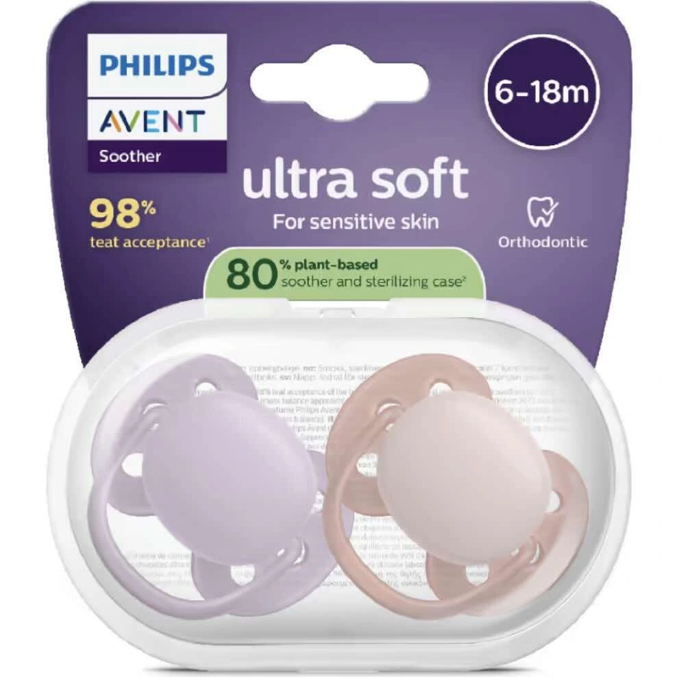 Philips Avent Ultra Soft smokk 6-18 måneder lilla/rosa 2 stk