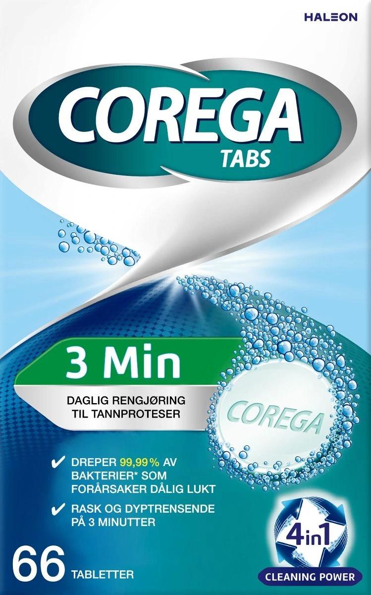 Corega tabs 3 min rensetabletter 66 stk