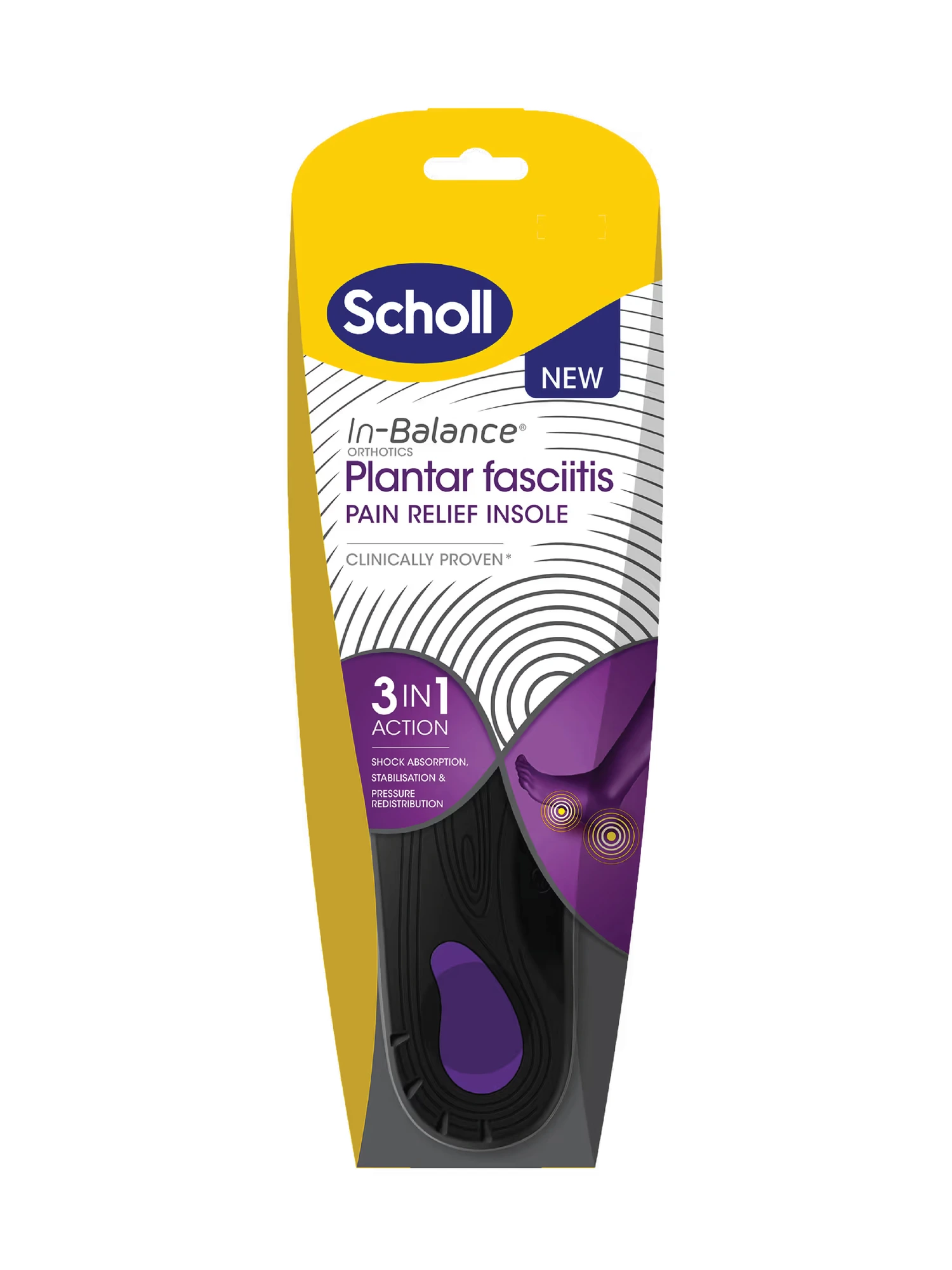 Scholl In-Balance innleggssåle for plantar fasciitt str L (42,5-45) 1 par