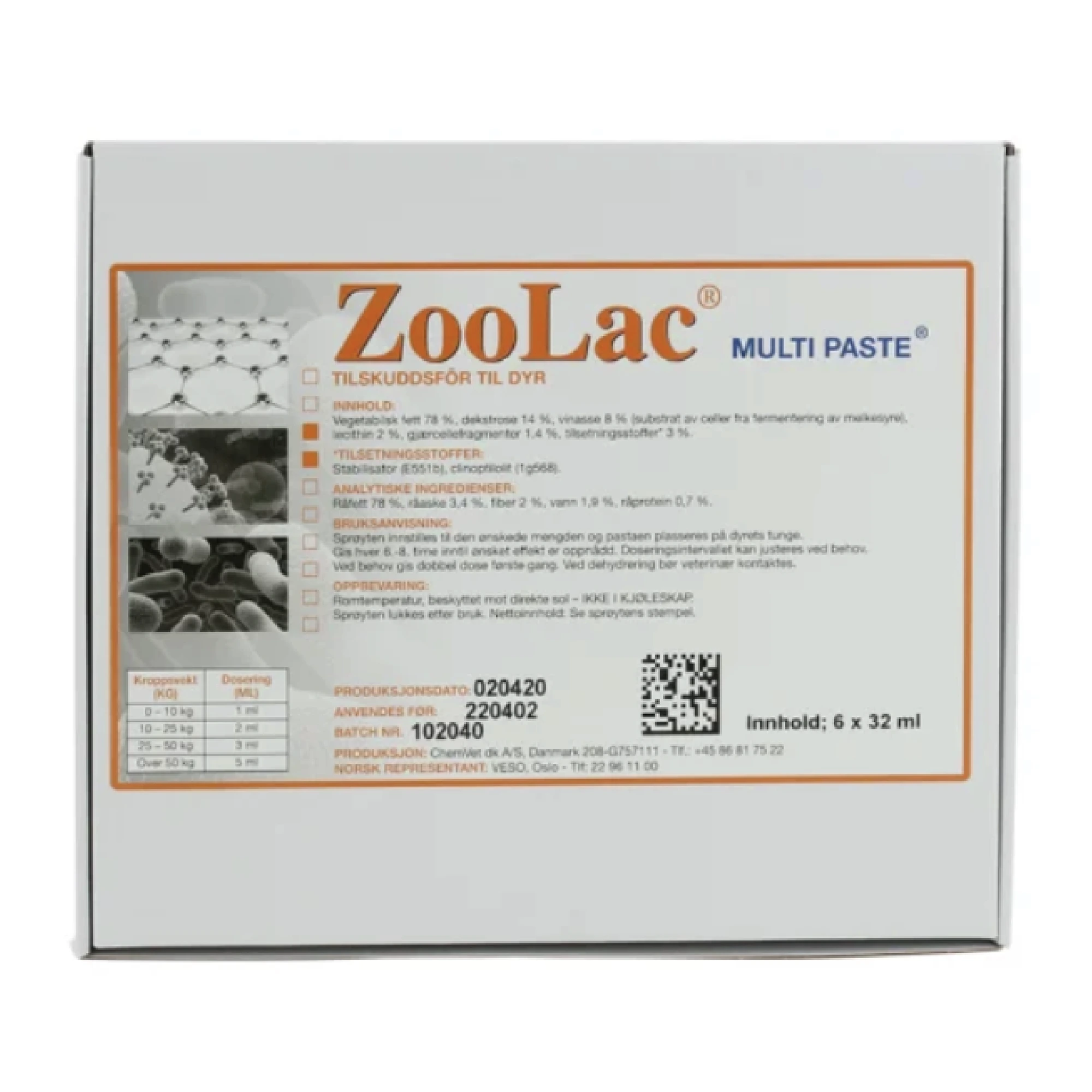 ZooLac Multi Paste tilskuddsfôr til dyr 6x32 ml