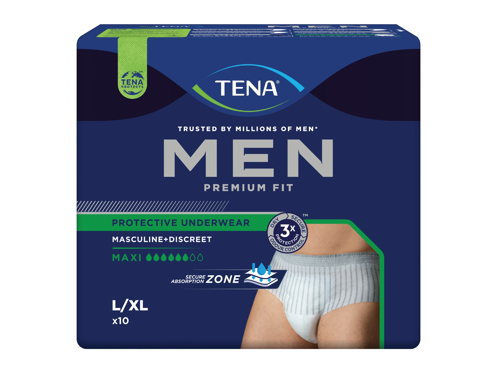 TENA Men Protective Underwear Maxi buksebleie L/XL 10 stk