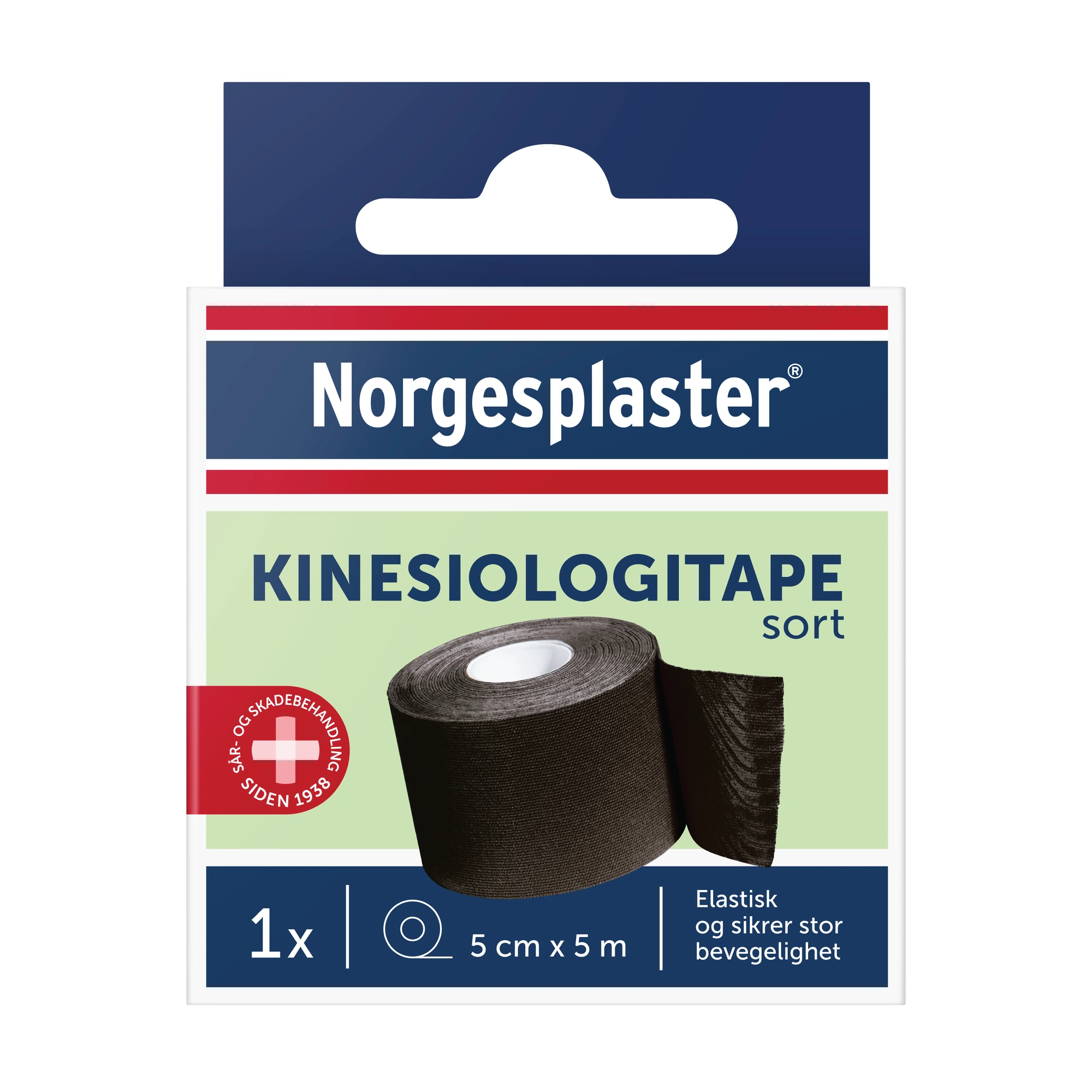 Norgesplaster kinesiologitape i sort farge, 5 cm x 5 m 1 stk