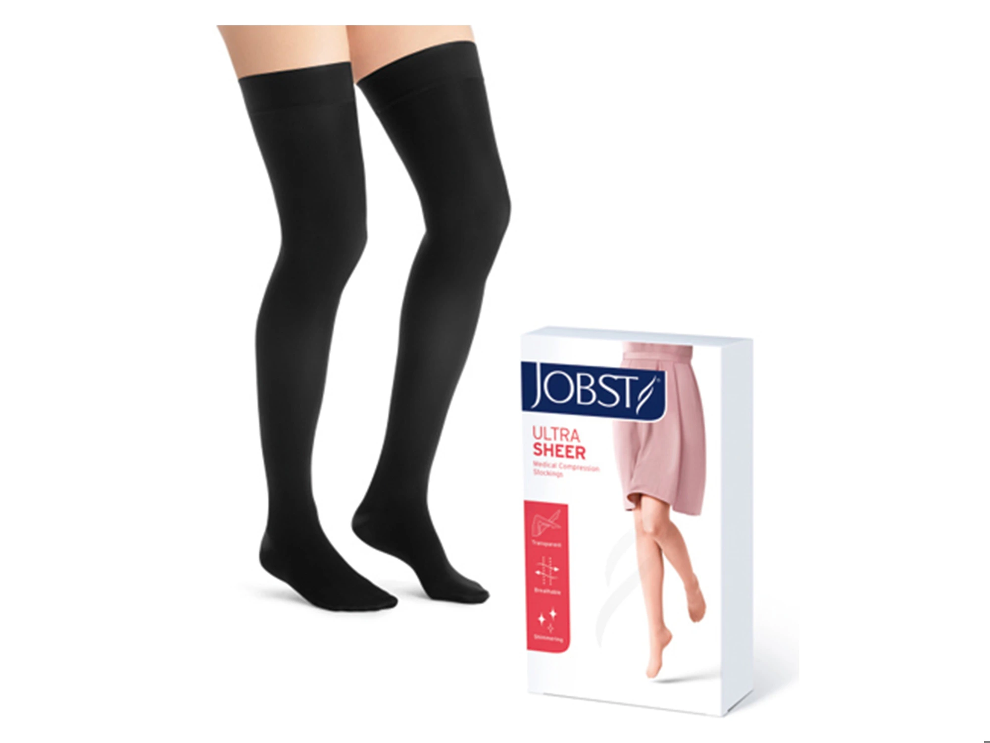 Jobst Ultra Sheer klasse 1 lårstrømpe sort str S 1 par