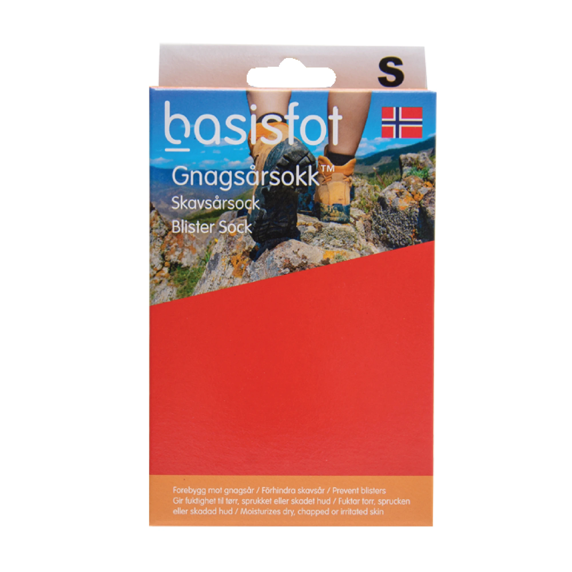 Basisfot gnagsårsokk rød str S 1 par