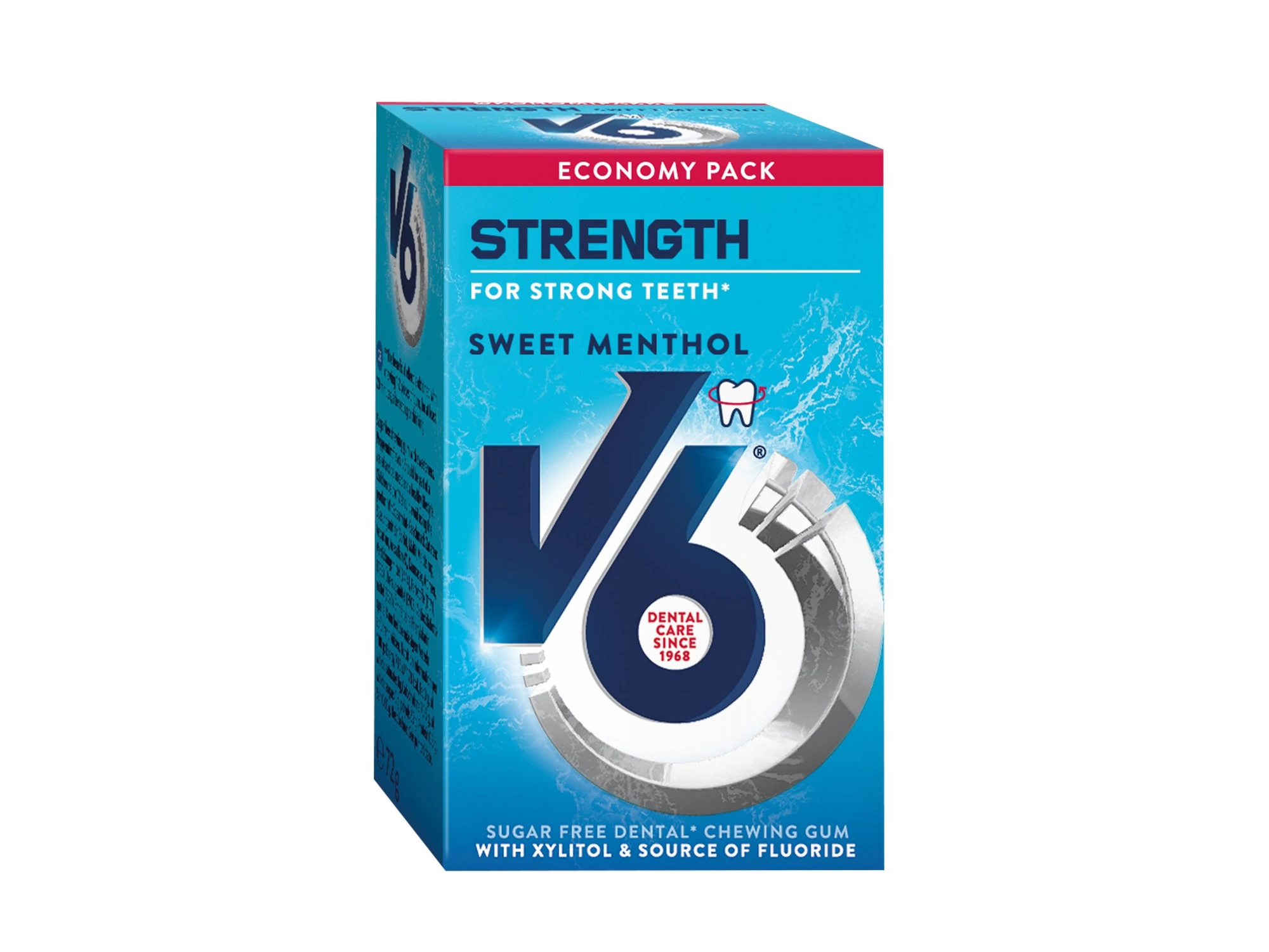 V6 Strong Teeth tyggegummi søt mentol 70 g