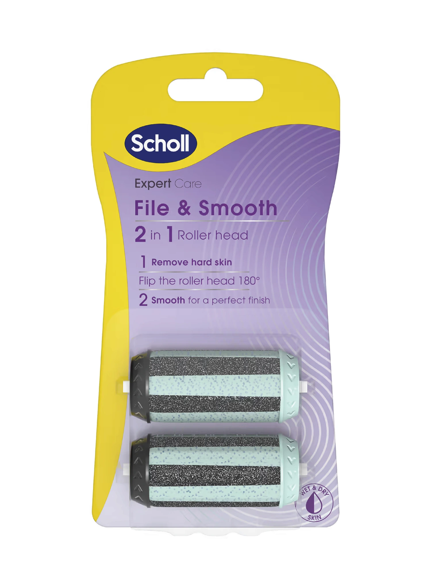Scholl File & Smooth 2-i-1 rullehode refill til elektronisk fotfil 2 stk