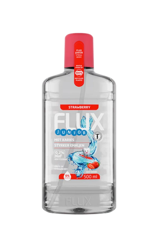 Flux Junior Jordbær 0,2 % fluorskyll 500 ml