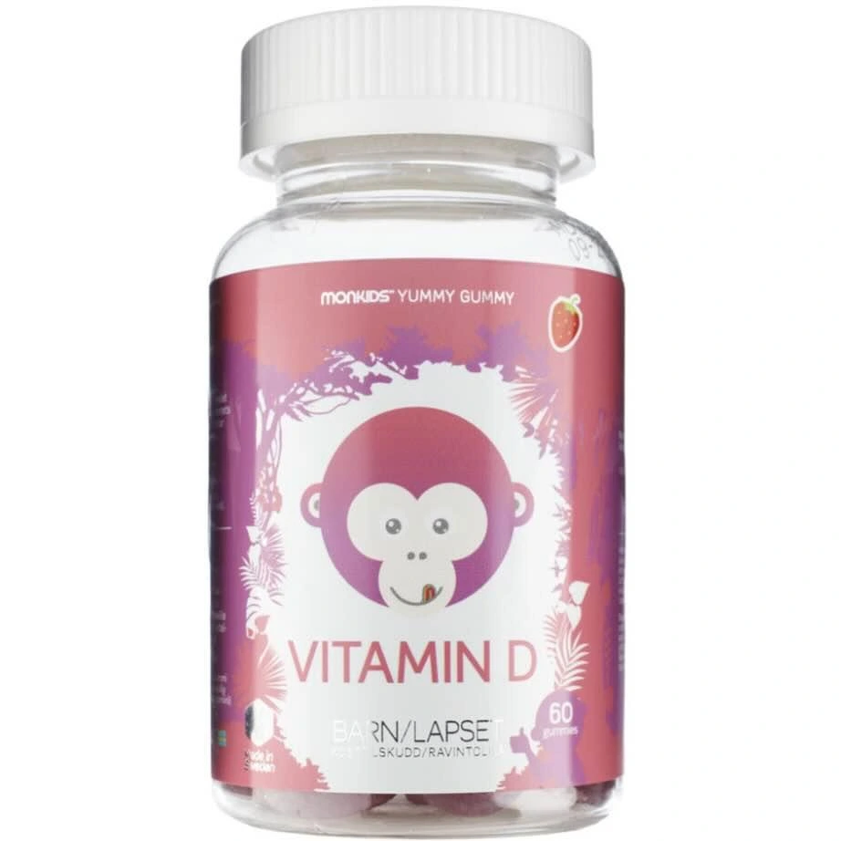 Monkids D-vitamin Barn, Jordbær, 60 stk.