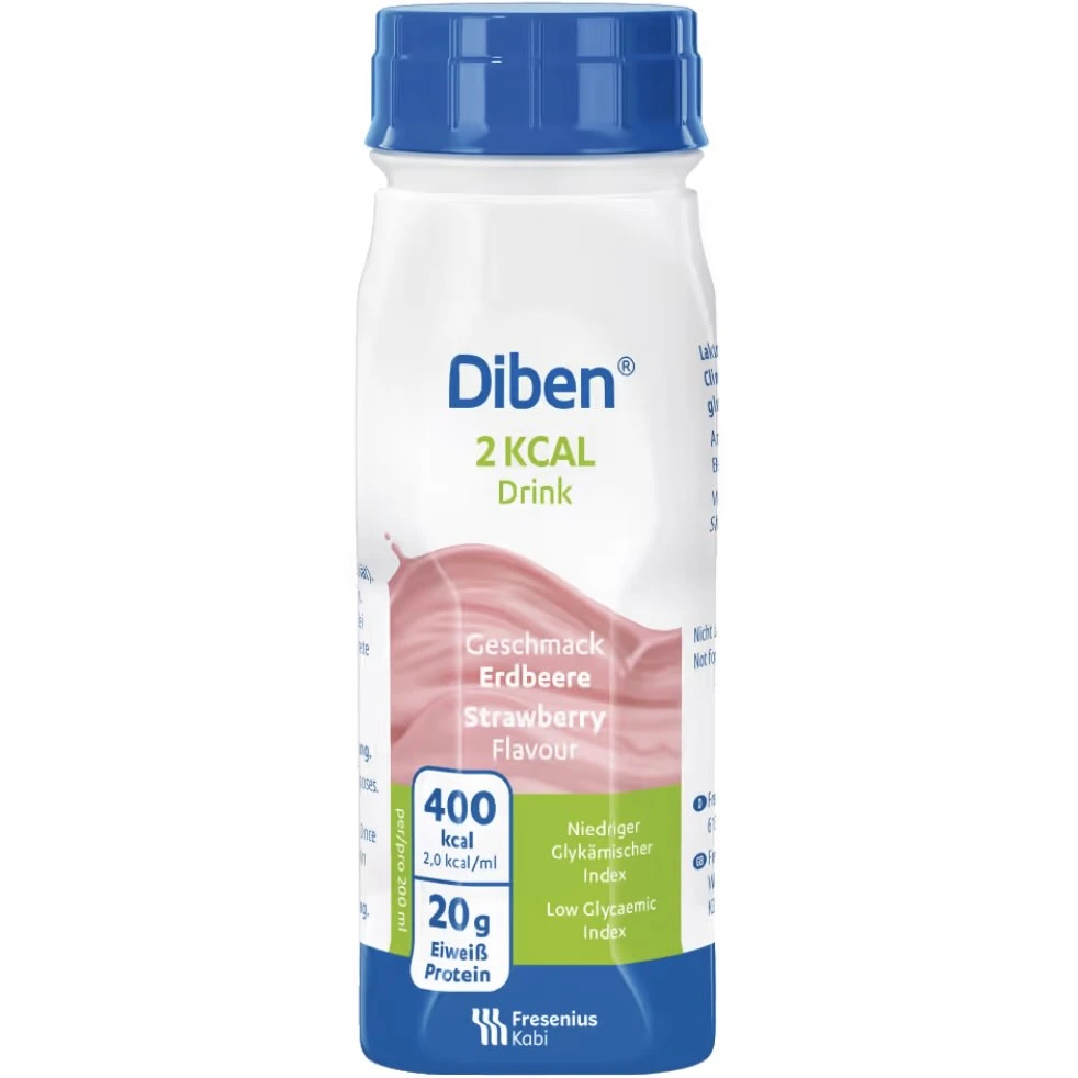 Diben 2 KCAL Drink næringsdrikk jordbær 4x200 ml
