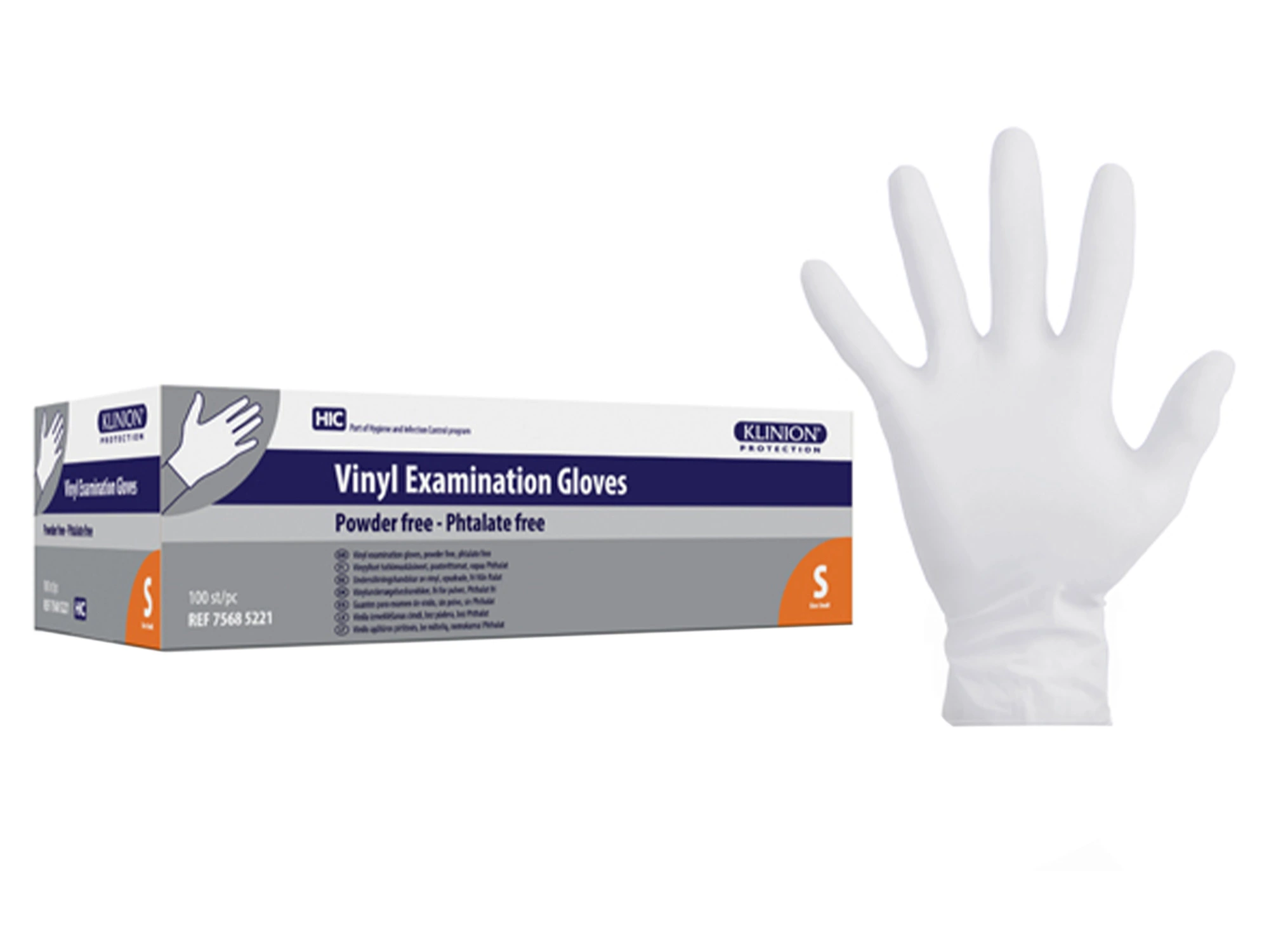 Klinion hanske vinyl S hvit 100 stk