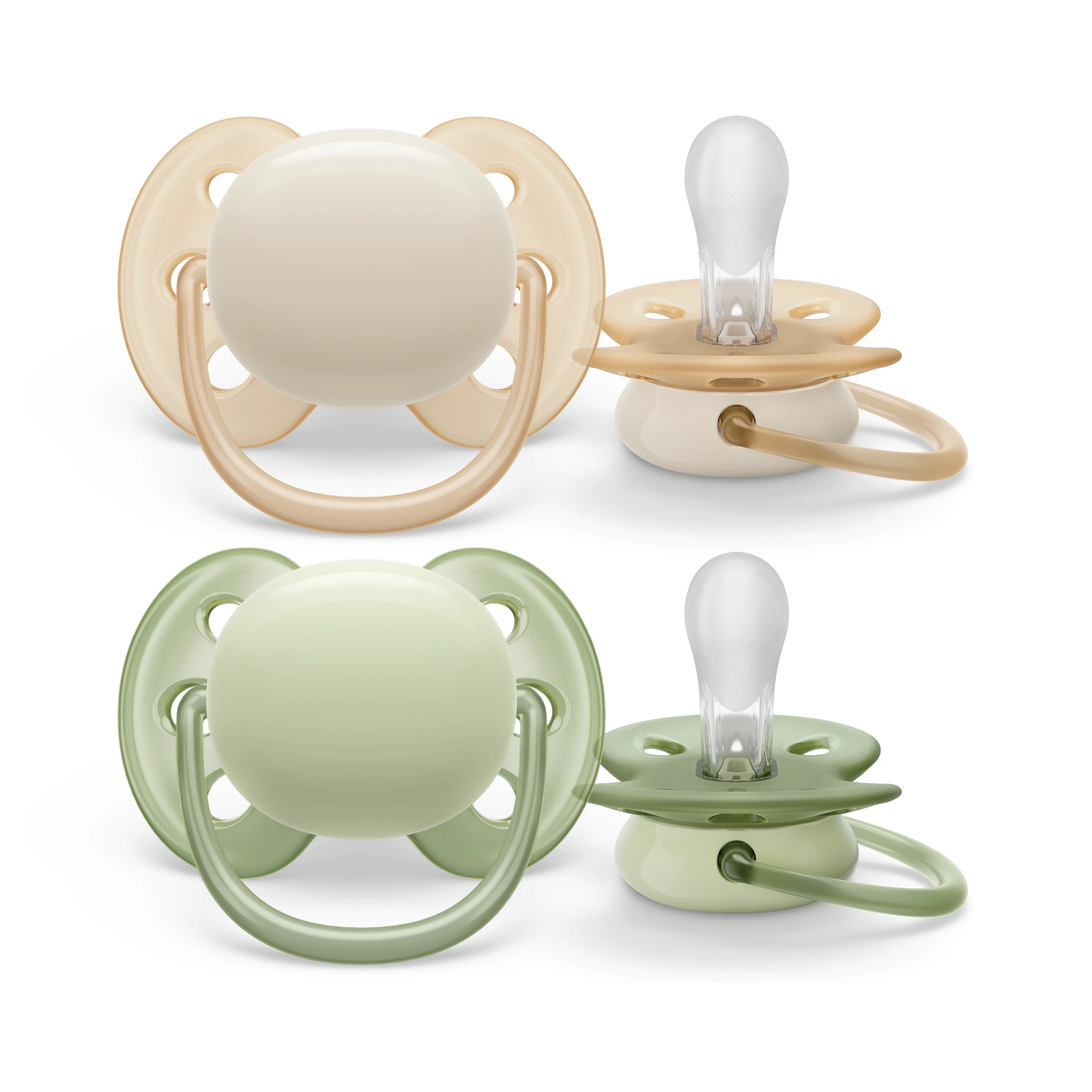 Philips Avent Ultra Soft narresmokk 0-6 måneder beige/grønn 2 stk