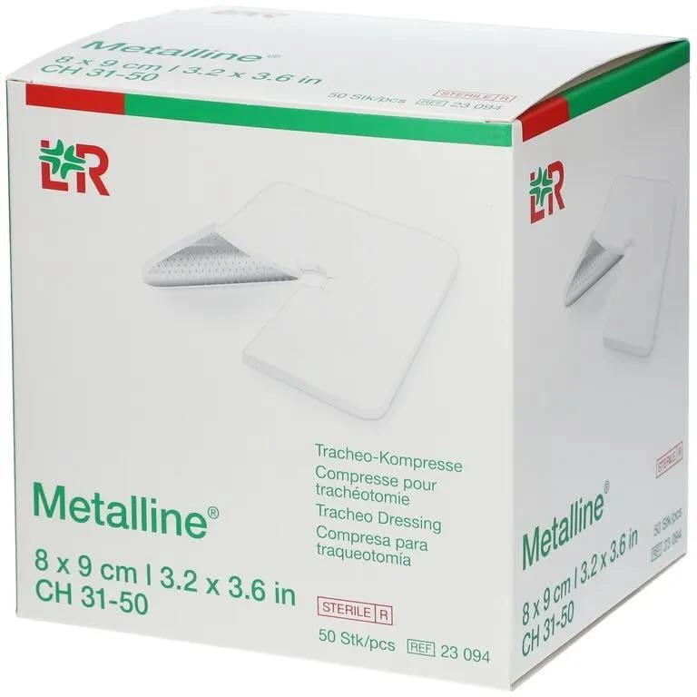 Metalline tracheo kompresser 8x9cm, sterile 50 stk