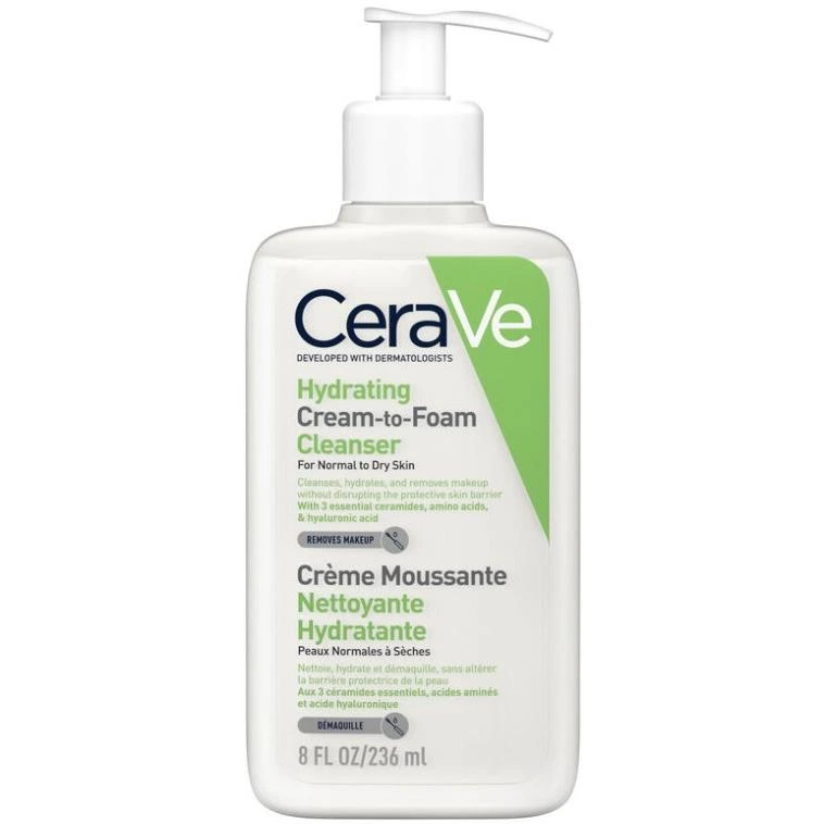 CeraVe Hydrating Cream-to-Foam Cleanser renseskum 236 ml
