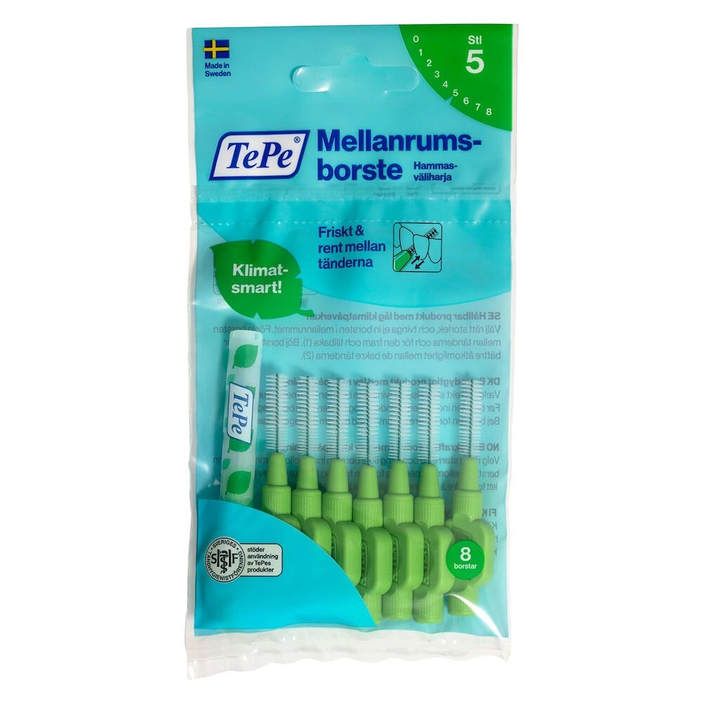 TePe mellomromsbørste 0,8mm grønn 8 stk