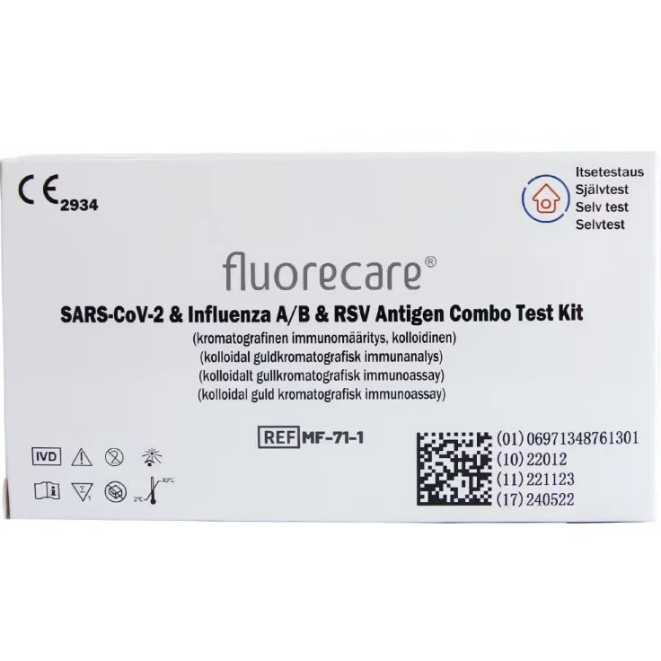 Fluorecare 4-i-1-test covid-19, influensa, RS 1 stk