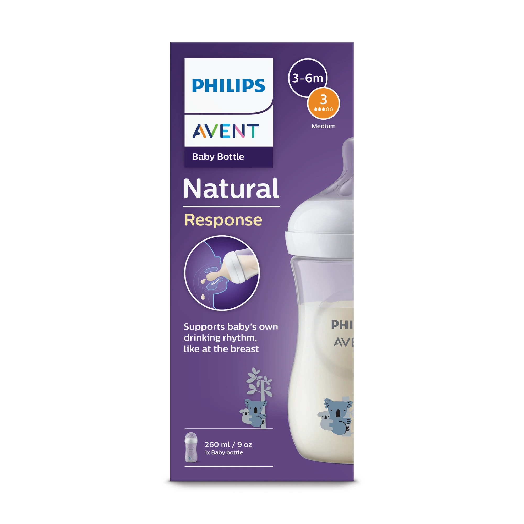 Philips Avent Natural Response tåteflaske koala 260 ml 1 stk