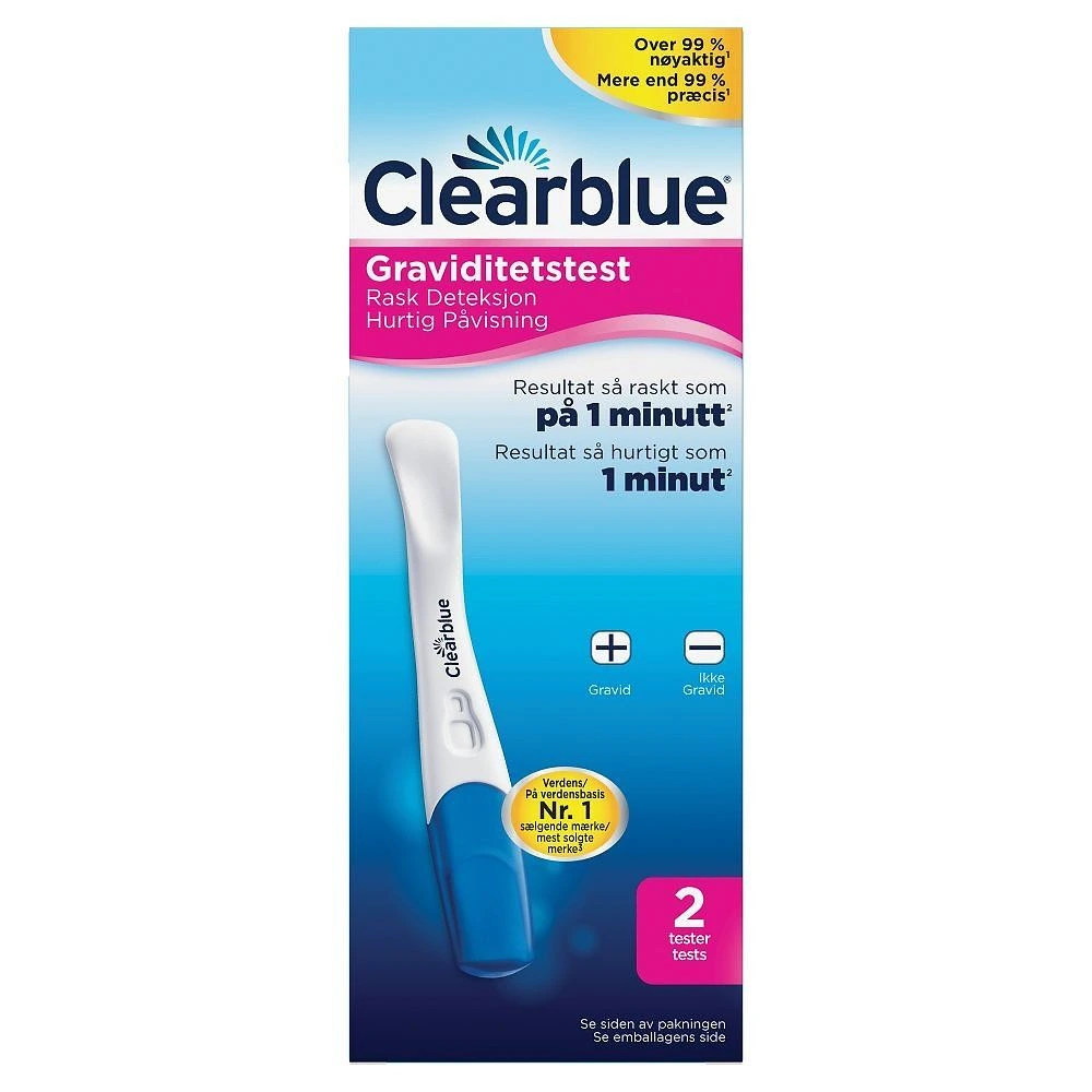 Clearblue Rask deteksjon graviditetstest 2 stk